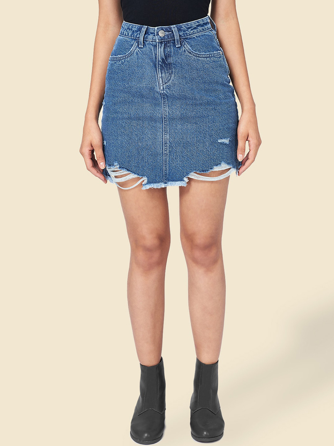 SF JEANS by Pantaloons A Line Denim Cotton Above Knee Length Skirt