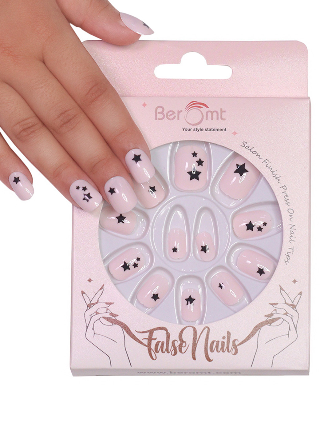 BEROMT Girls 12 Pcs Long-Lasting Salon Finish Press On Nails - Shade 89