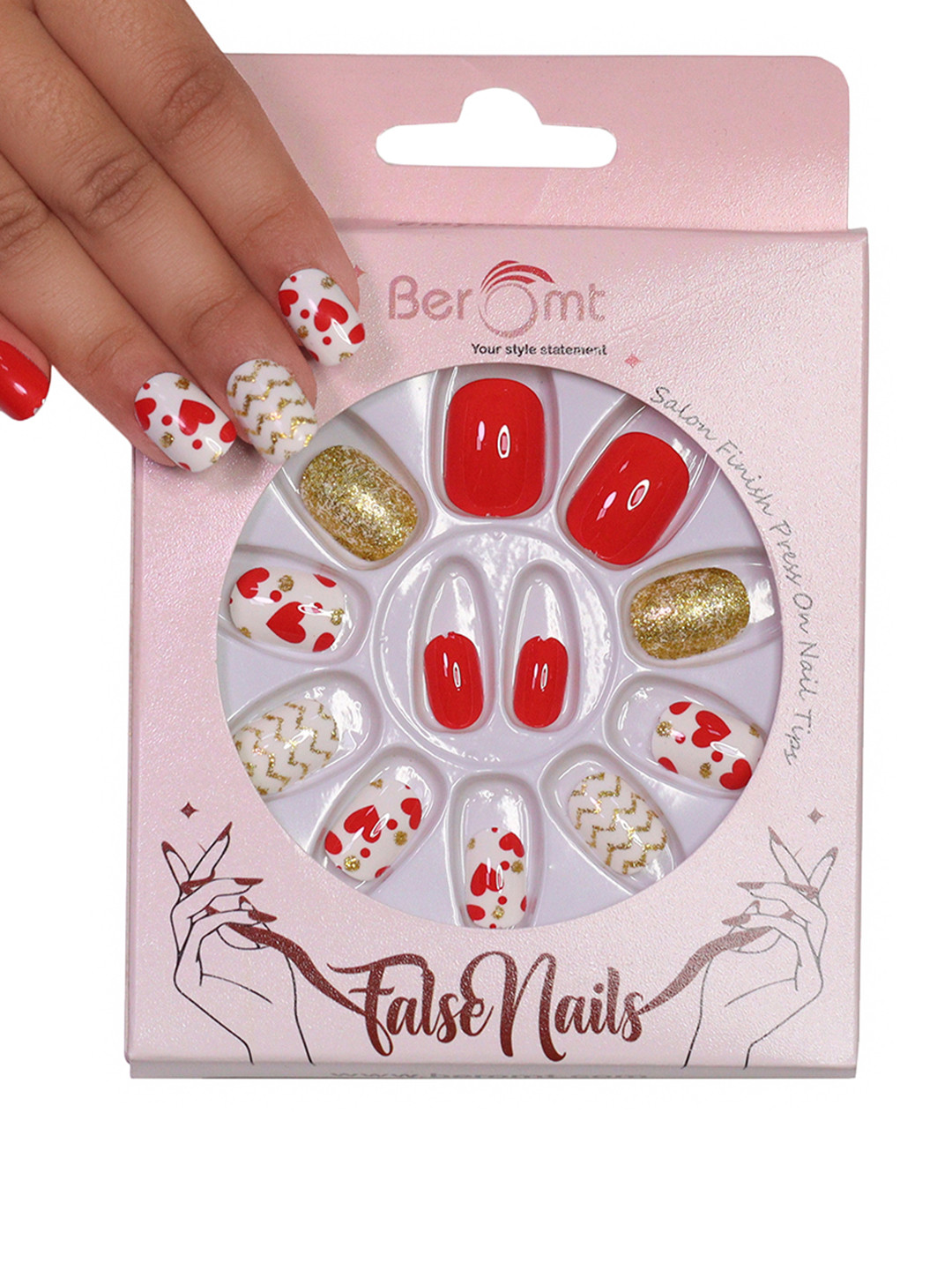 BEROMT Kids Salon Finish Press On Pre-Glued Nail Tips with Kit 30g - 66