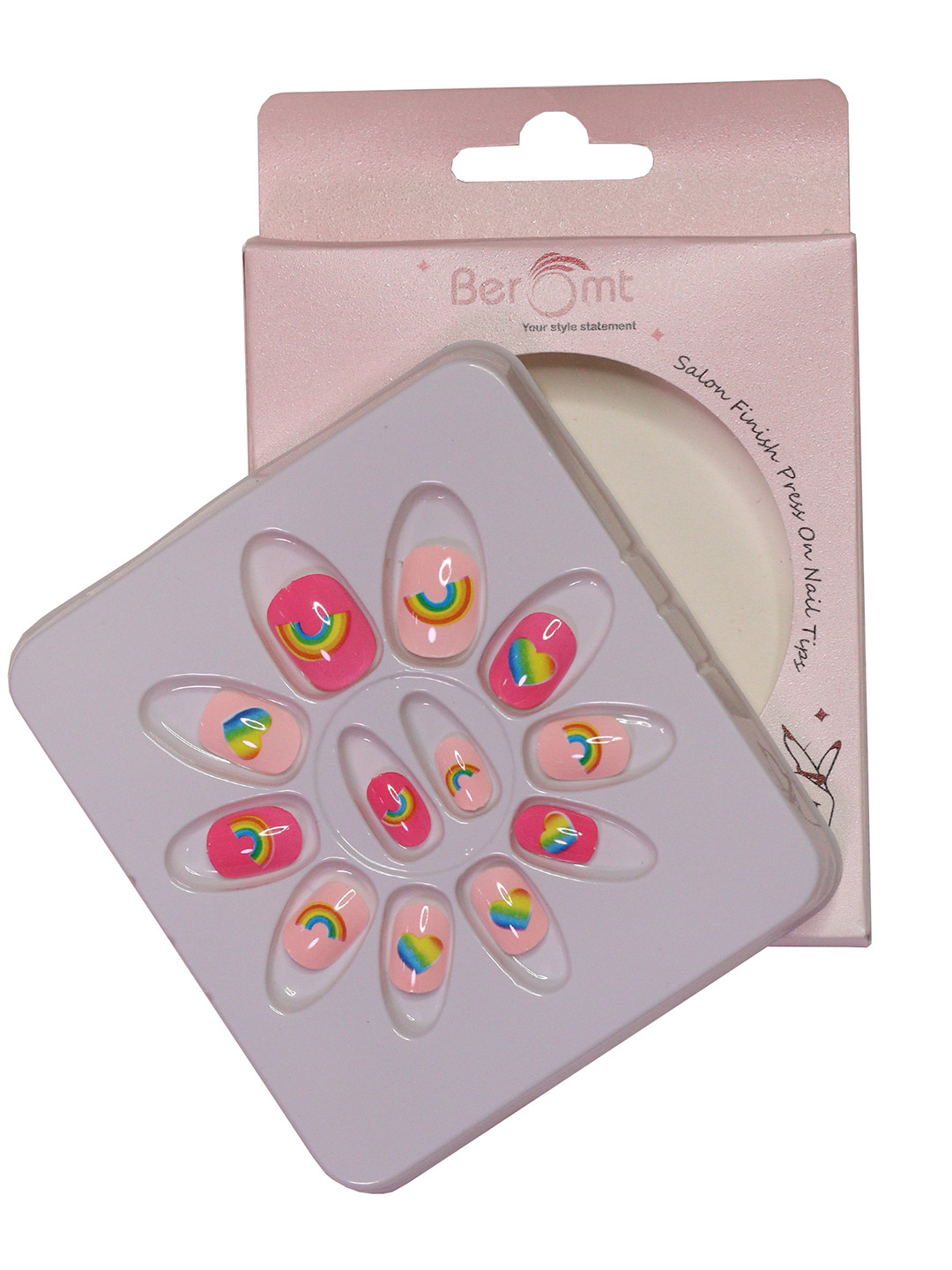 BEROMT Kids Salon Finish Press On Pre-Glued Nail Tips with Kit 30g - 60