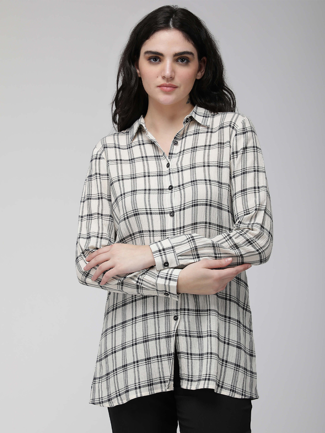 IDK Grid Tattersall Checked Long Sleeve Shirt