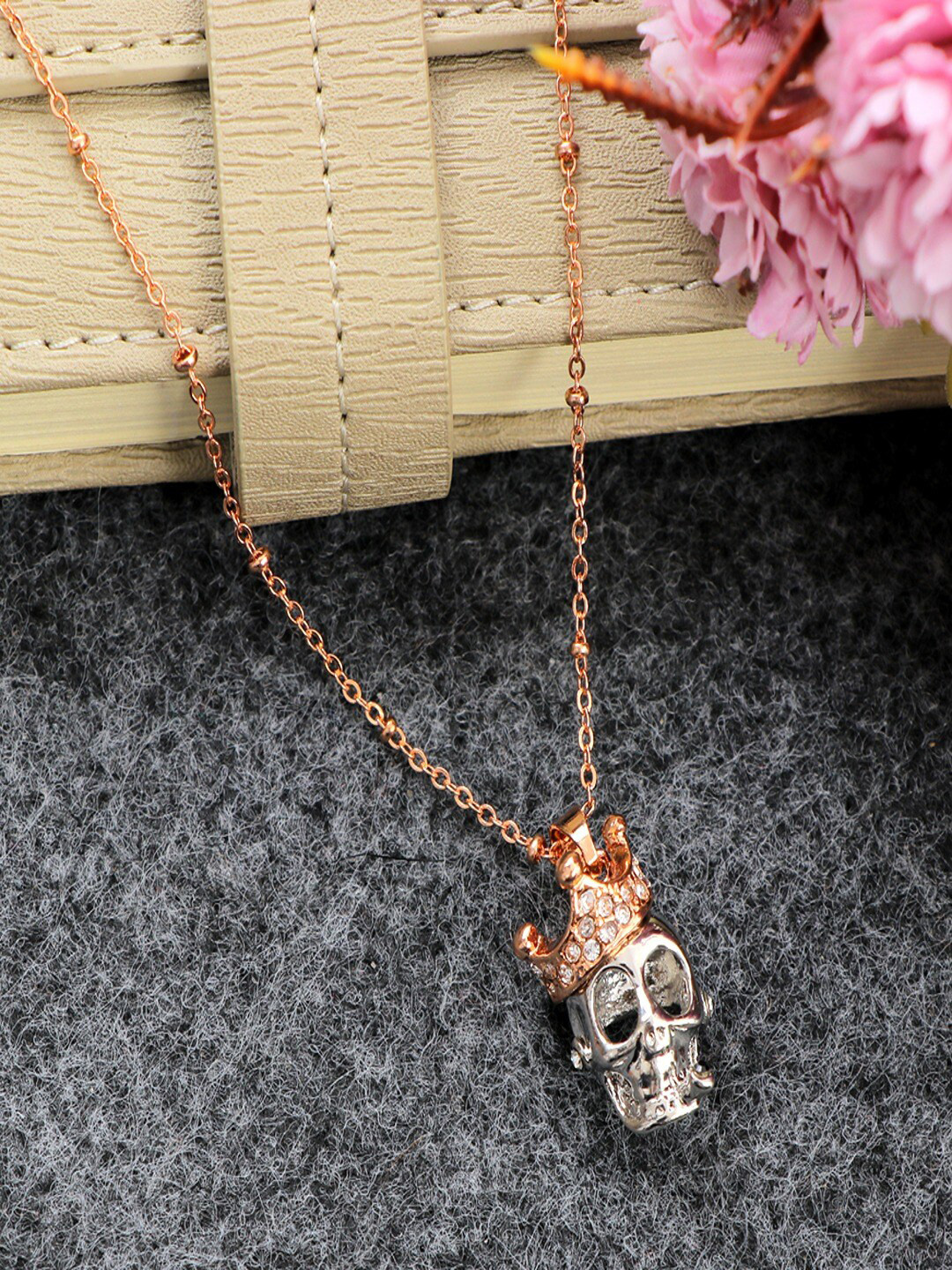UNIVERSITY TRENDZ Gold-Plated Skeleton Pendant Necklace