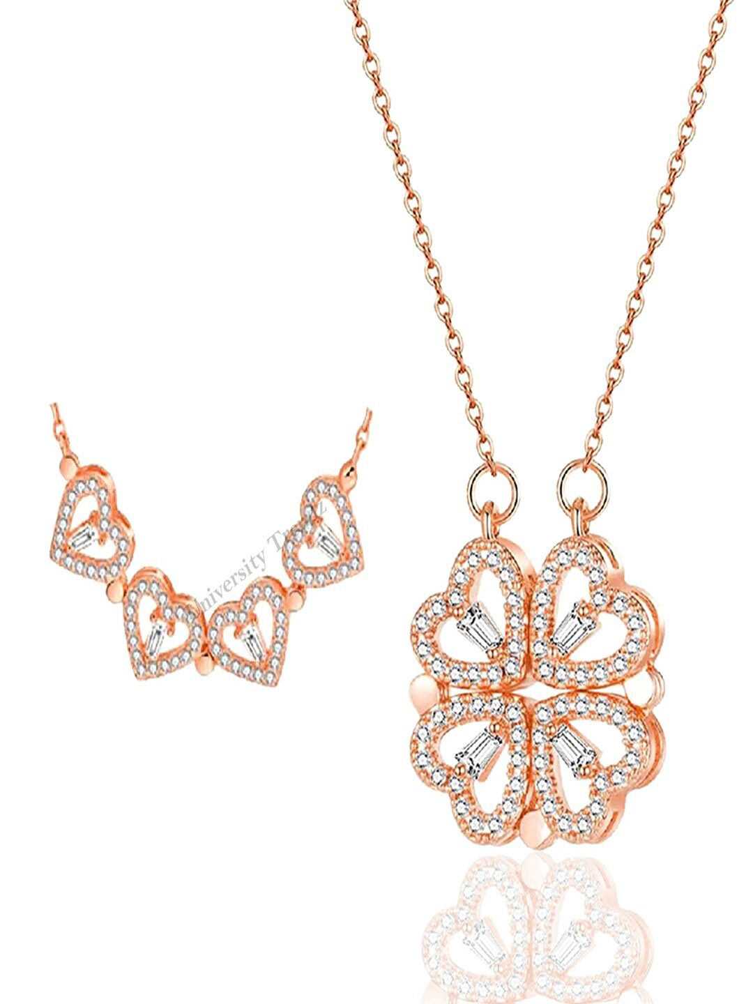 UNIVERSITY TRENDZ Rose Gold-Plated Magnetic Rhinestone Necklace
