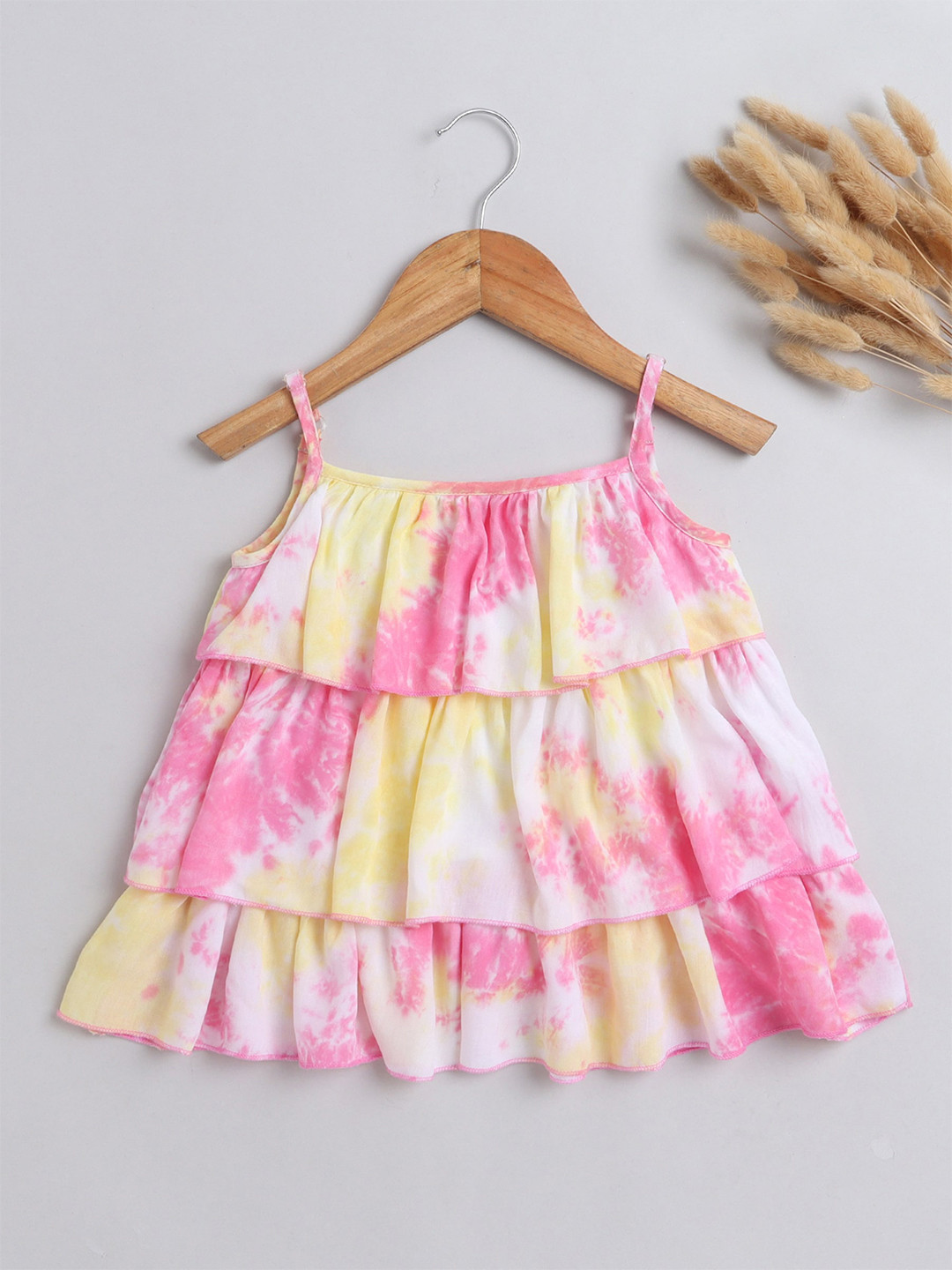 The Magic Wand Girls Tie and Dyed Layered Tiered Top