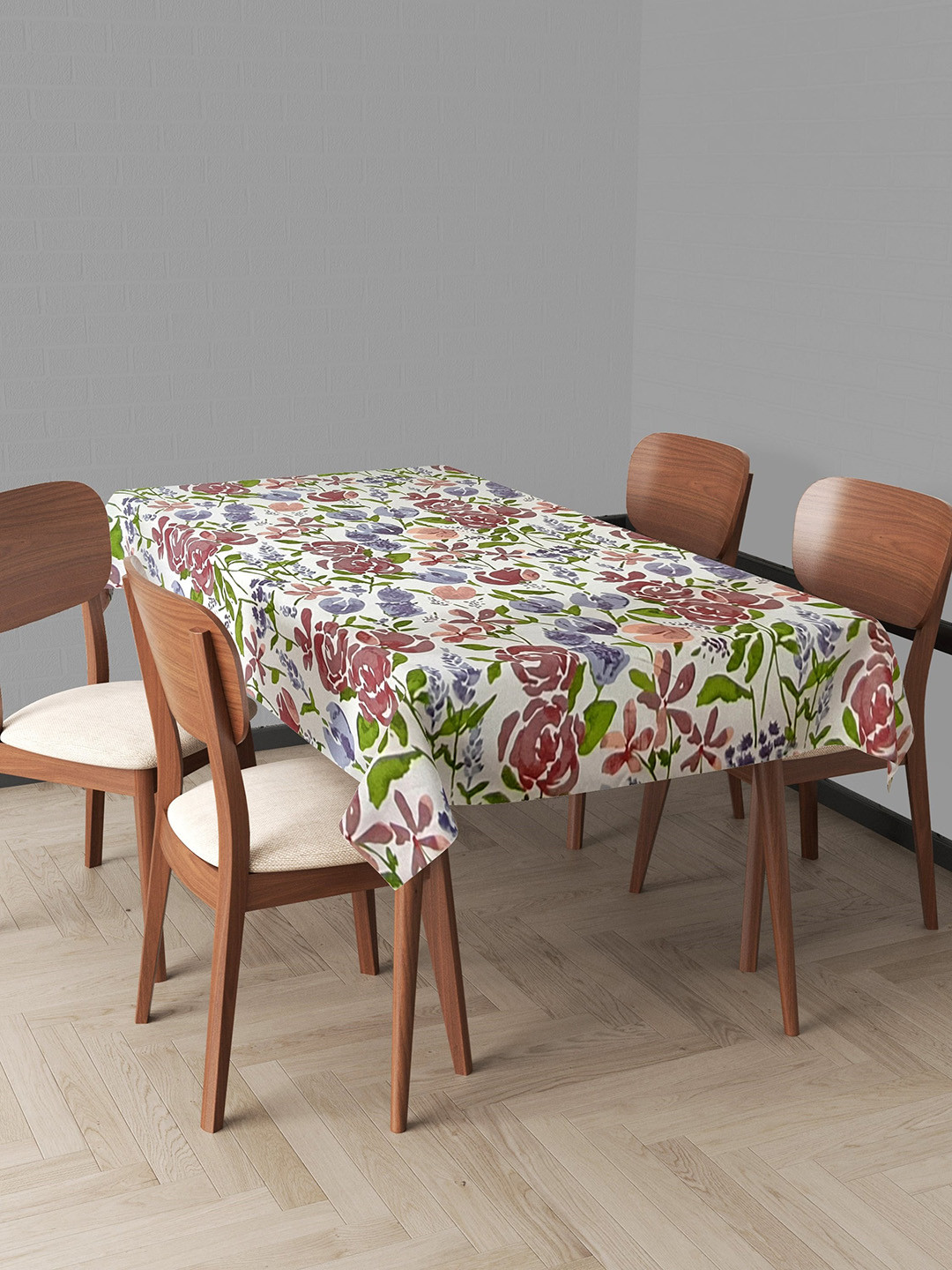 Trance Home Linen Floral Printed Pure Cotton Rectangular 4-6 Seater Table Cloth