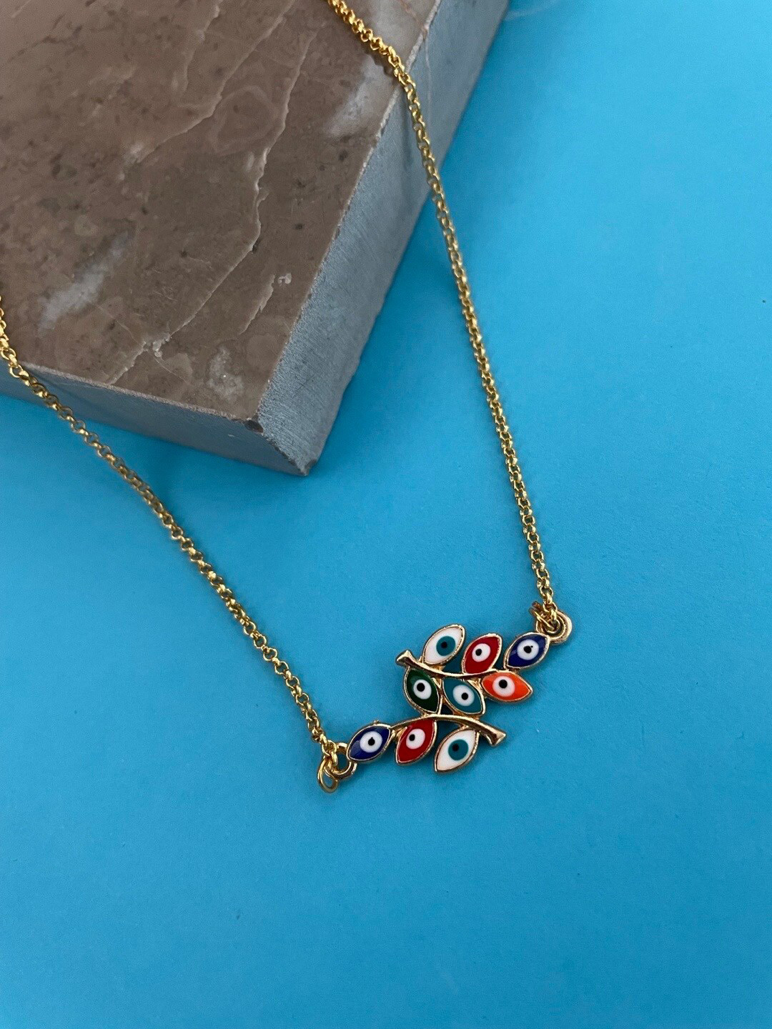 Digital Dress Room Gold-Plated Evil Eye Choker Necklace