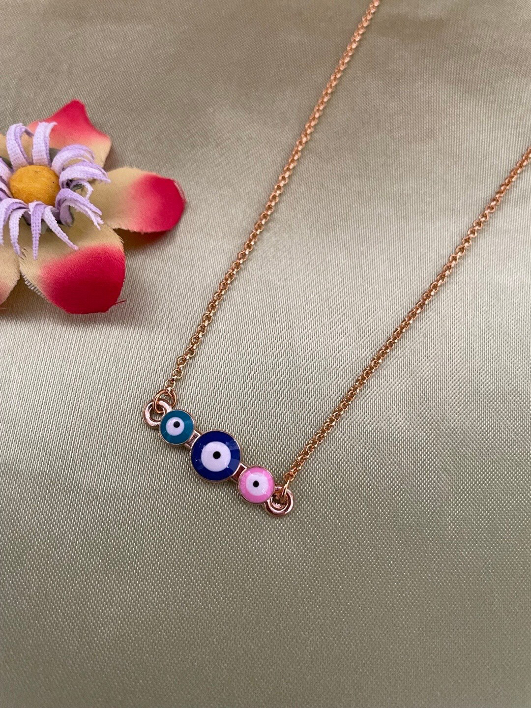 Digital Dress Room Gold-Plated Evil Eye Choker Necklace