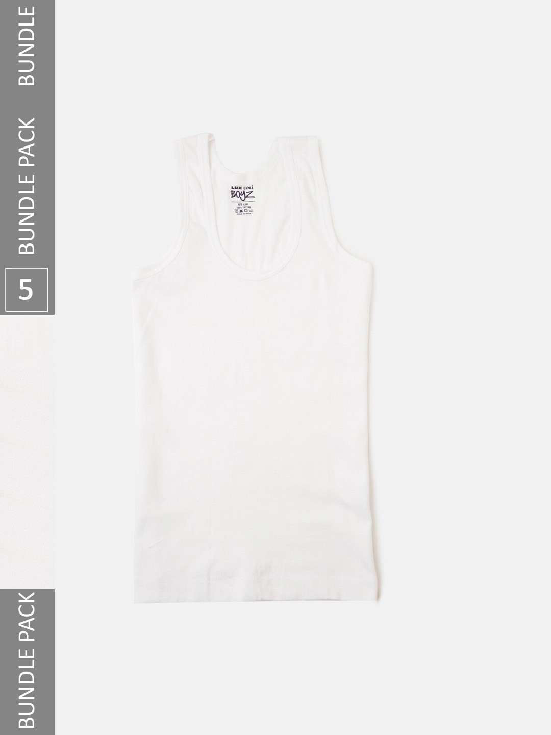 Lux Cozi Boys Pack Of 5 Cotton Innerwear Vests LUX_COZI_BOYZ_RN_WH_5PC
