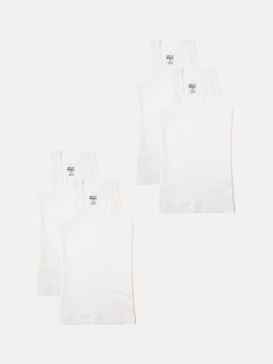 Lux Cozi Boys Pack Of 4 Cotton Basic Innerwear Vests LUX_COZI_BOYZ_RN_WH_4PC