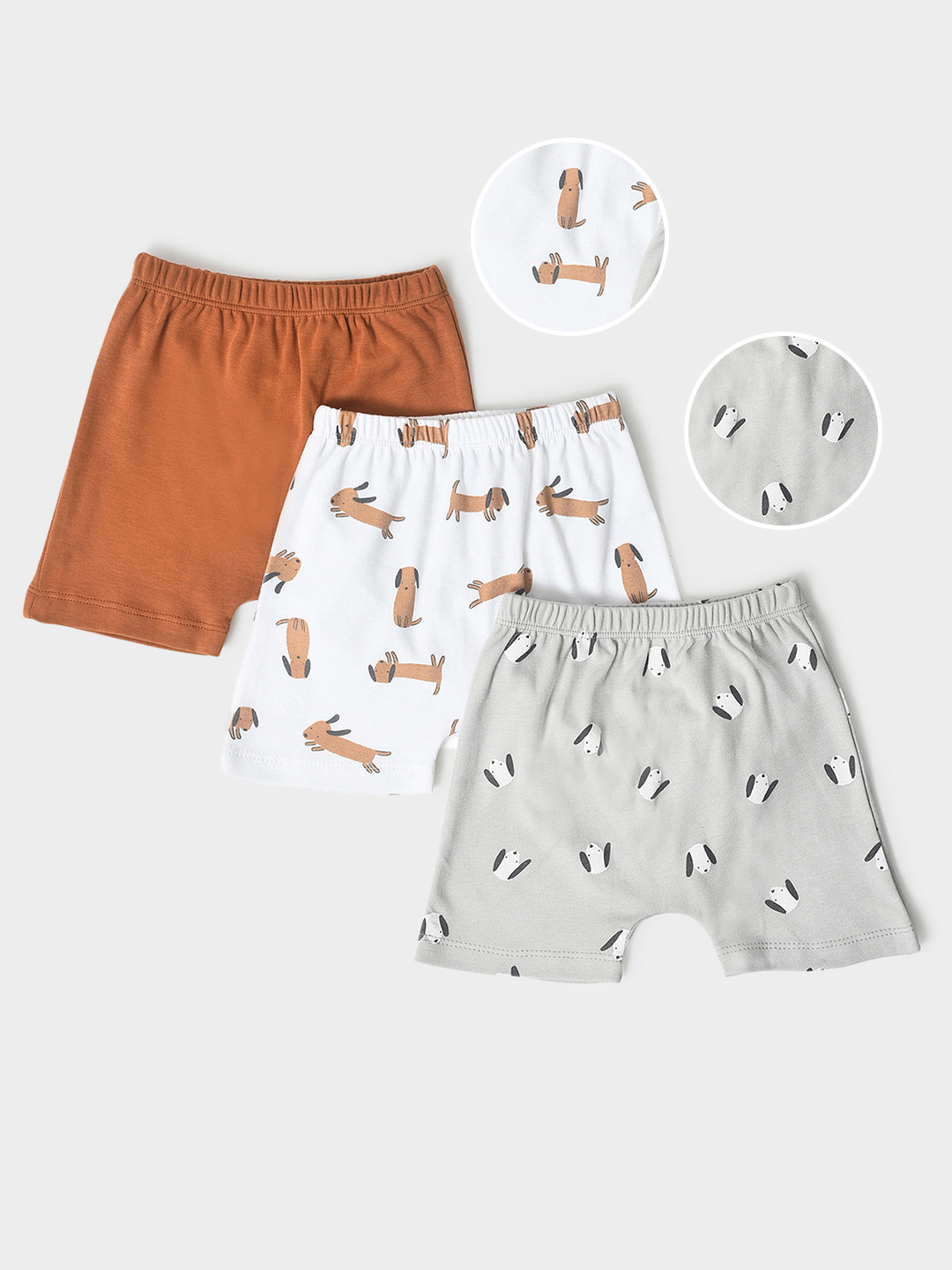 MiArcus Kids Pack Of 3 Mid-Rise Cotton Shorts