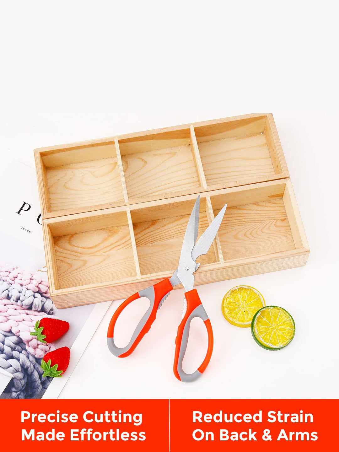 Kuber Industries Orange & Grey Novelty Metal Multipurpose Scissors