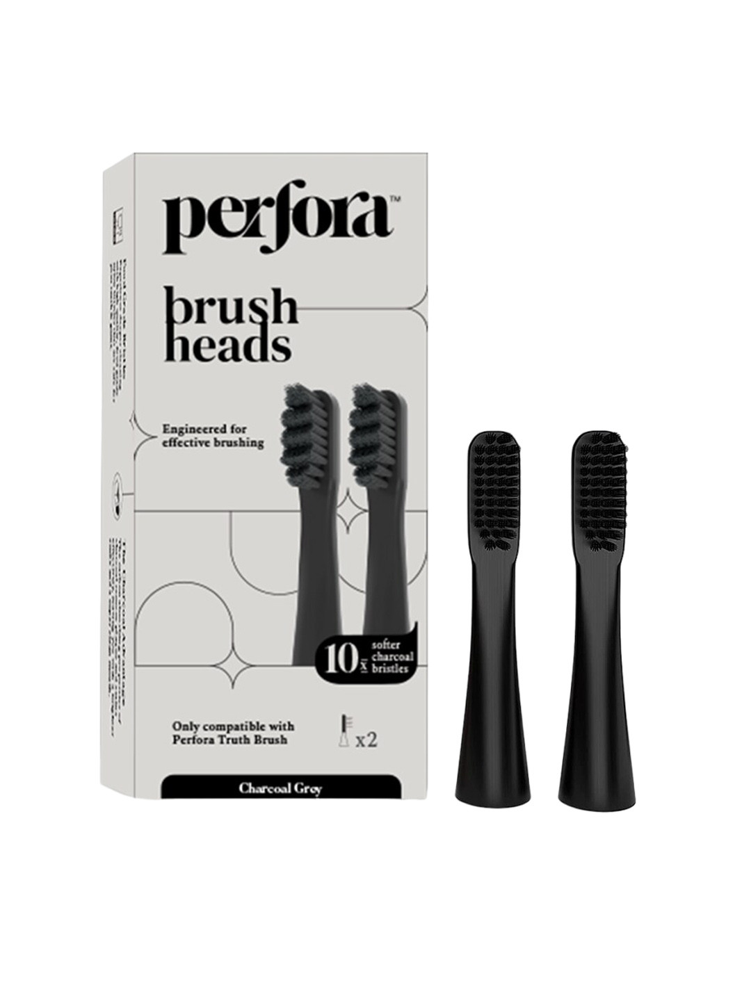Perfora Set Of 2 Brush Head Refills - Charcoal Grey