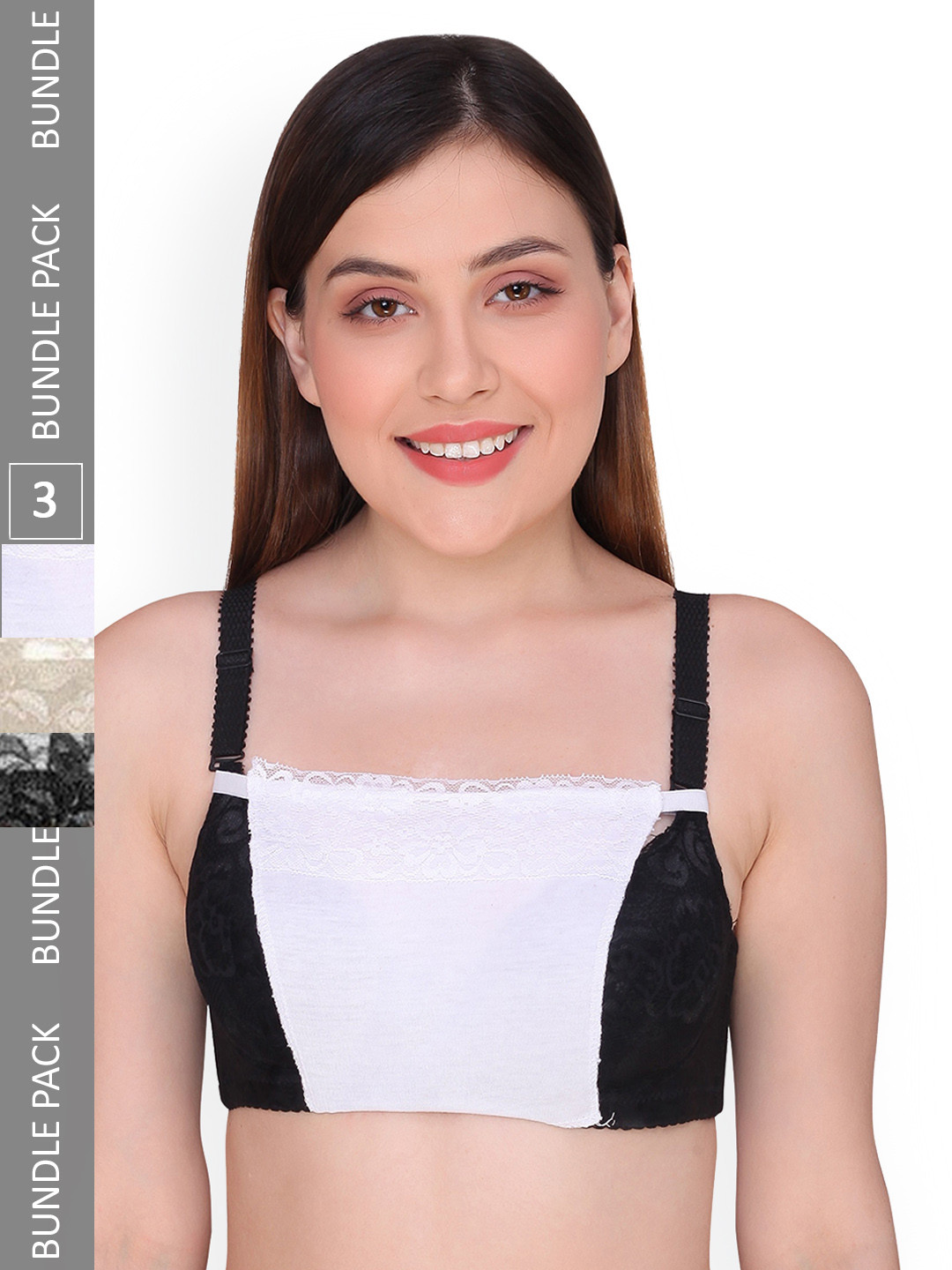 PLUMBURY Pack Of 3 Cotton Cleavage Cover Clip-on Mock Camisoles
