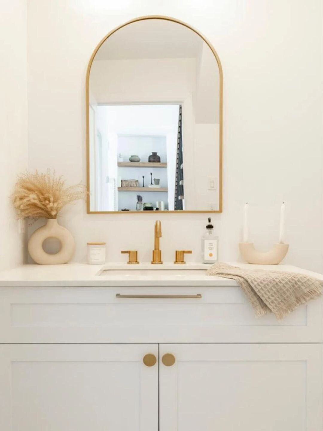 THE HANDMADE FLAIR Golden Decorative MDF Wall Mirror