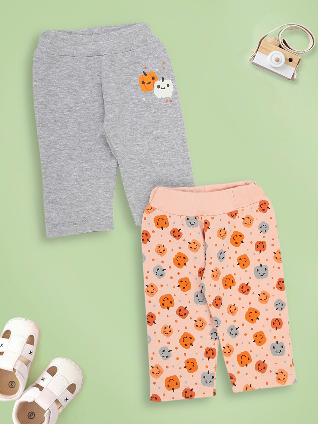 Mee Mee Infants Girls Pack Of 4 Conversational Printed Cotton Ankle-Length Leggings