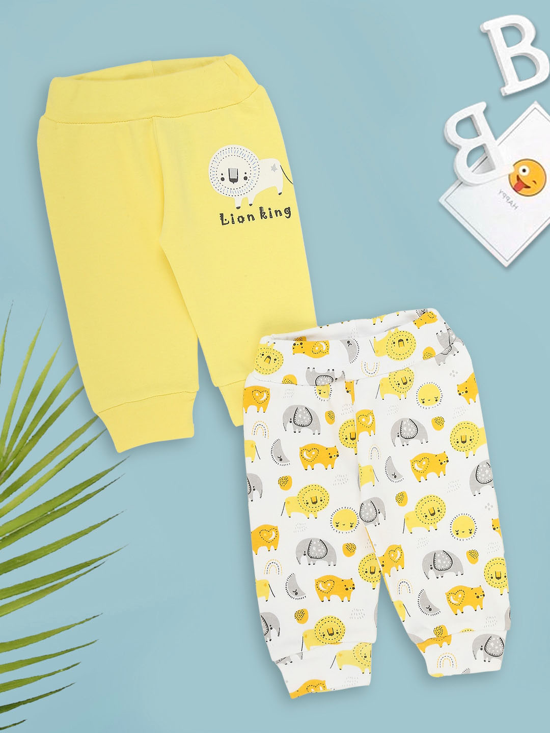 MeeMee Infant Boys Of 2 Printed Ankle-Length Cotton Leggings