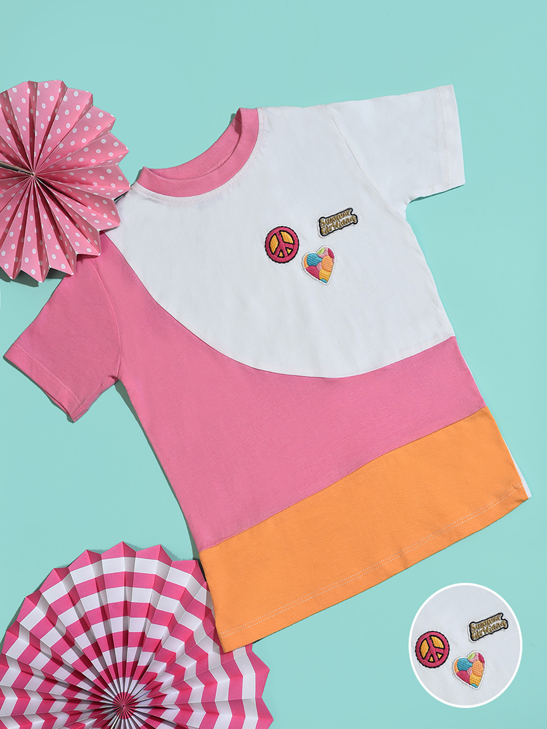 MiArcus Kids Colourblocked Round Neck Cotton T-Shirt