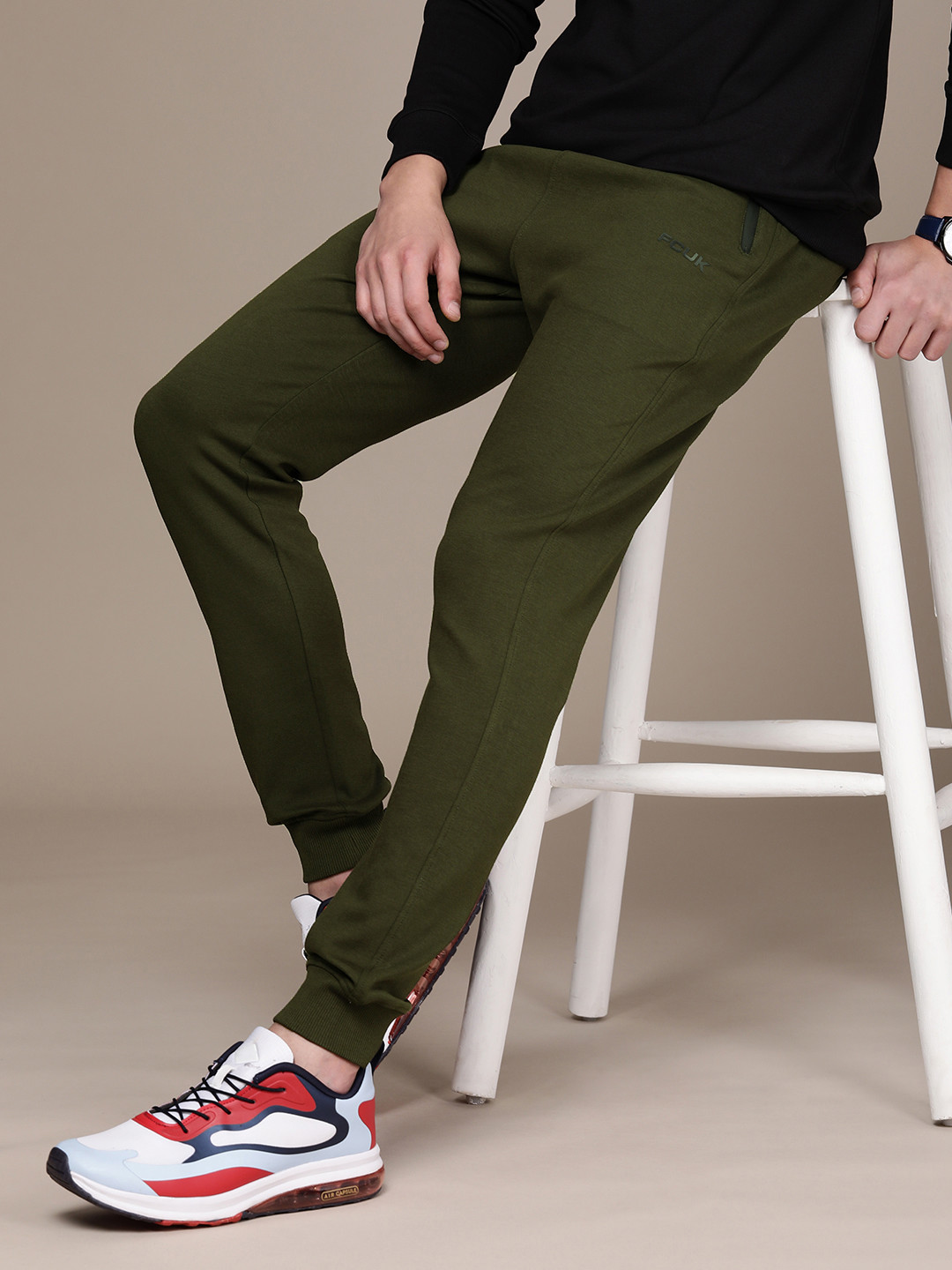 FCUK Men Solid Regular Fit Joggers Track Pant