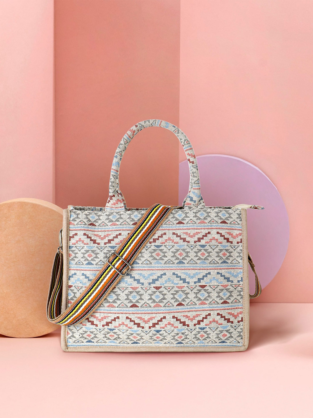 Anekaant Self Design Structured Handheld Bag