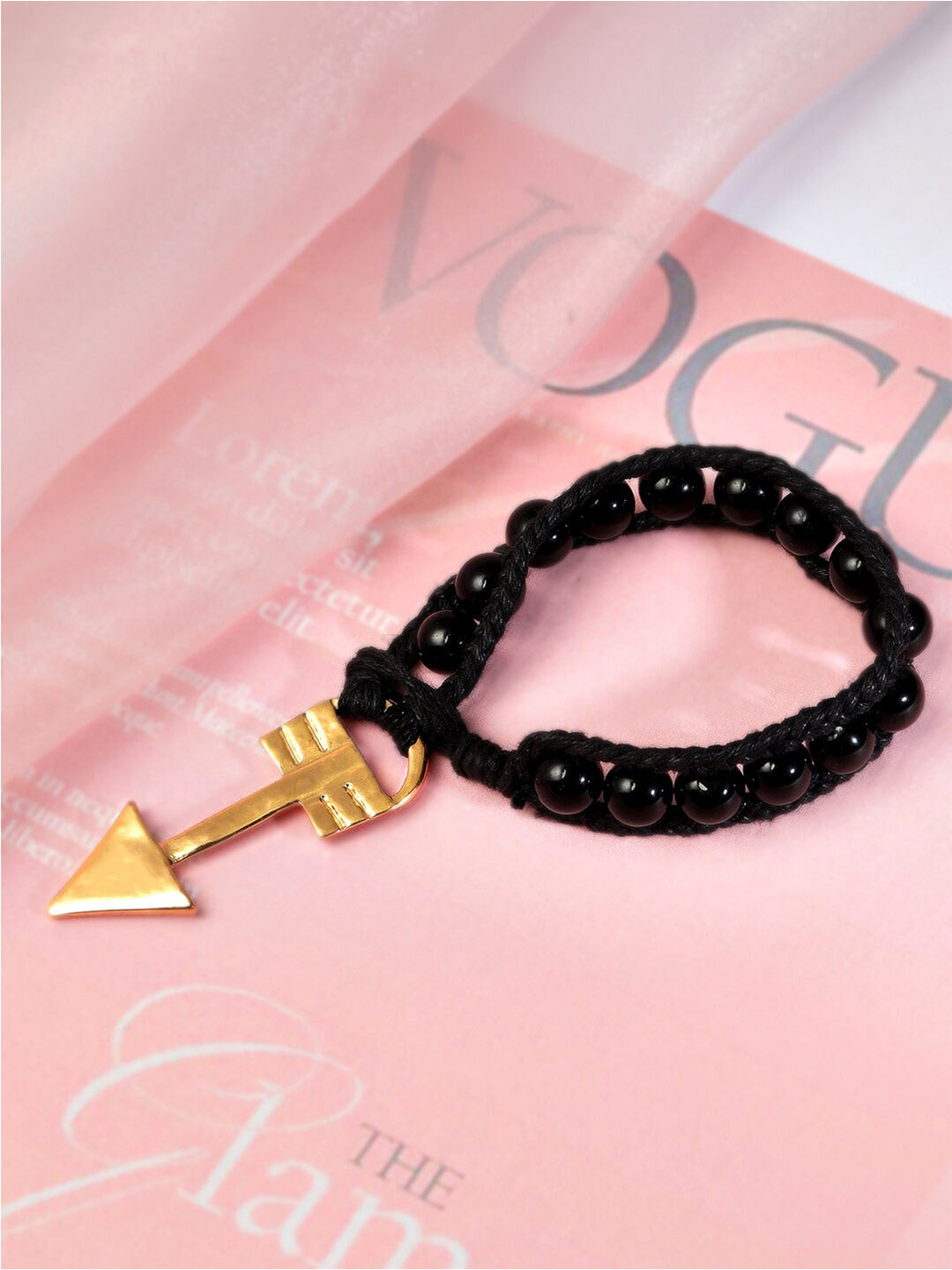 Roadster Black Coloured Beaded Adjustable Bracelet