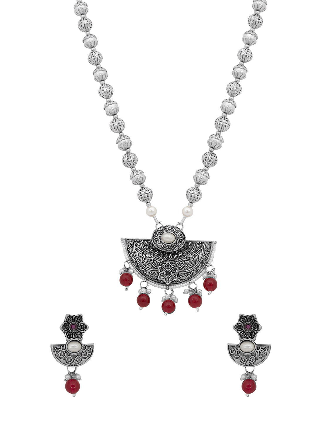 Yellow Chimes Oxidised  eaded Jewellery Set