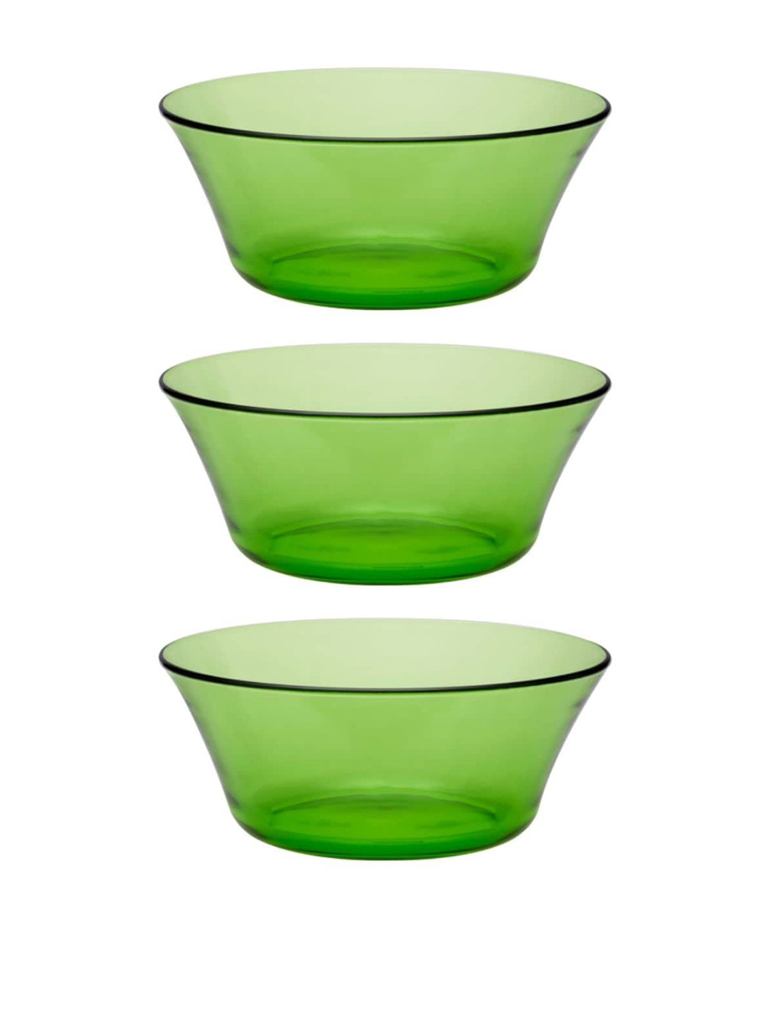 DURALEX Green 3 Pieces Glass Serving Bowls 2.2 L Each