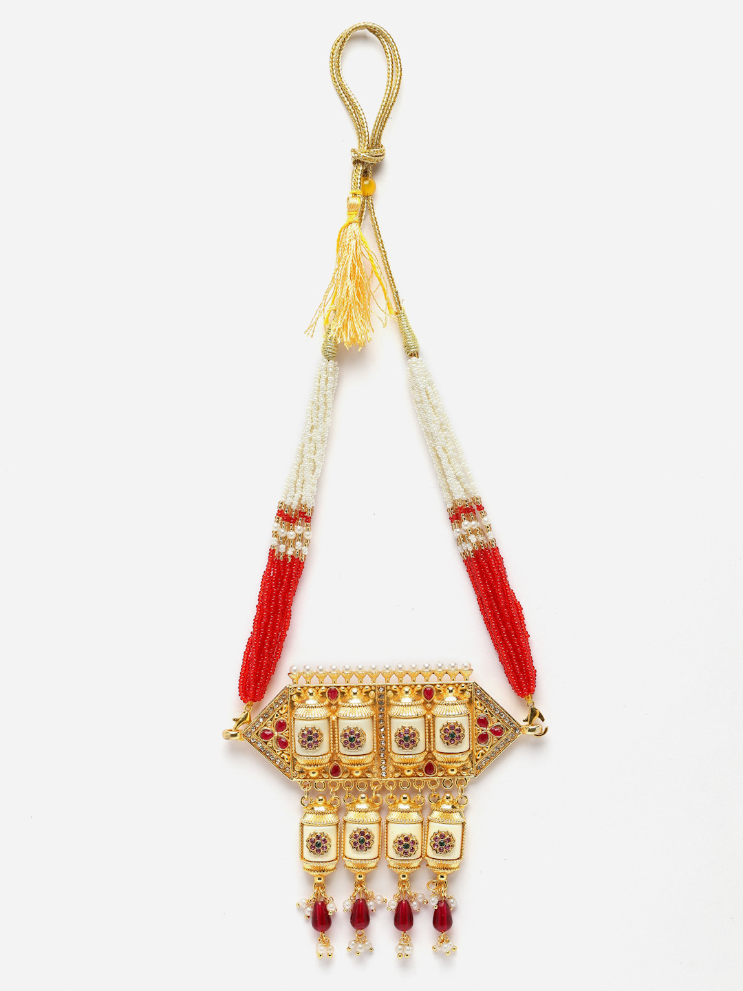 Aazeen Brass Gold-Plated Meenakari Necklace