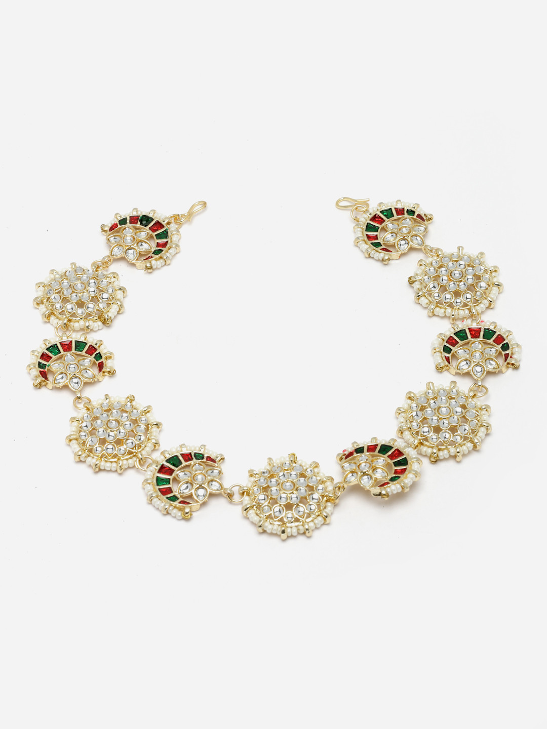 Aazeen Gold-Plated Kundan-Studded & Beaded Vilandi Matha Patti