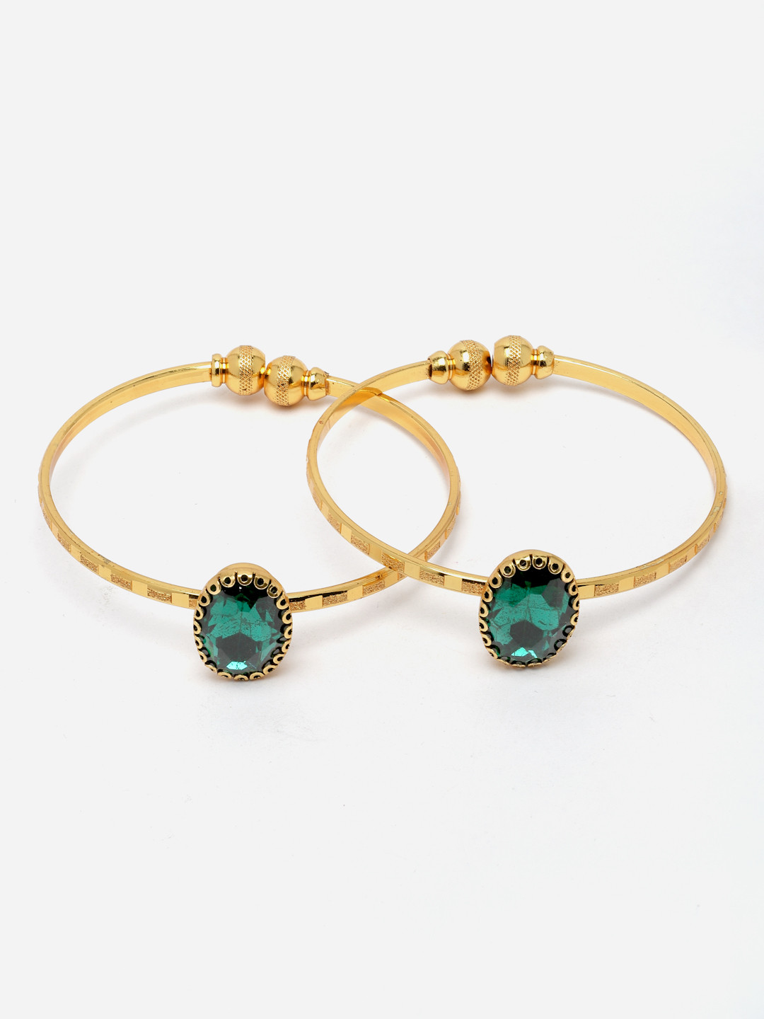 Aazeen 2Pcs Gold-Plated American Diamond Bangle-Style Bracelet