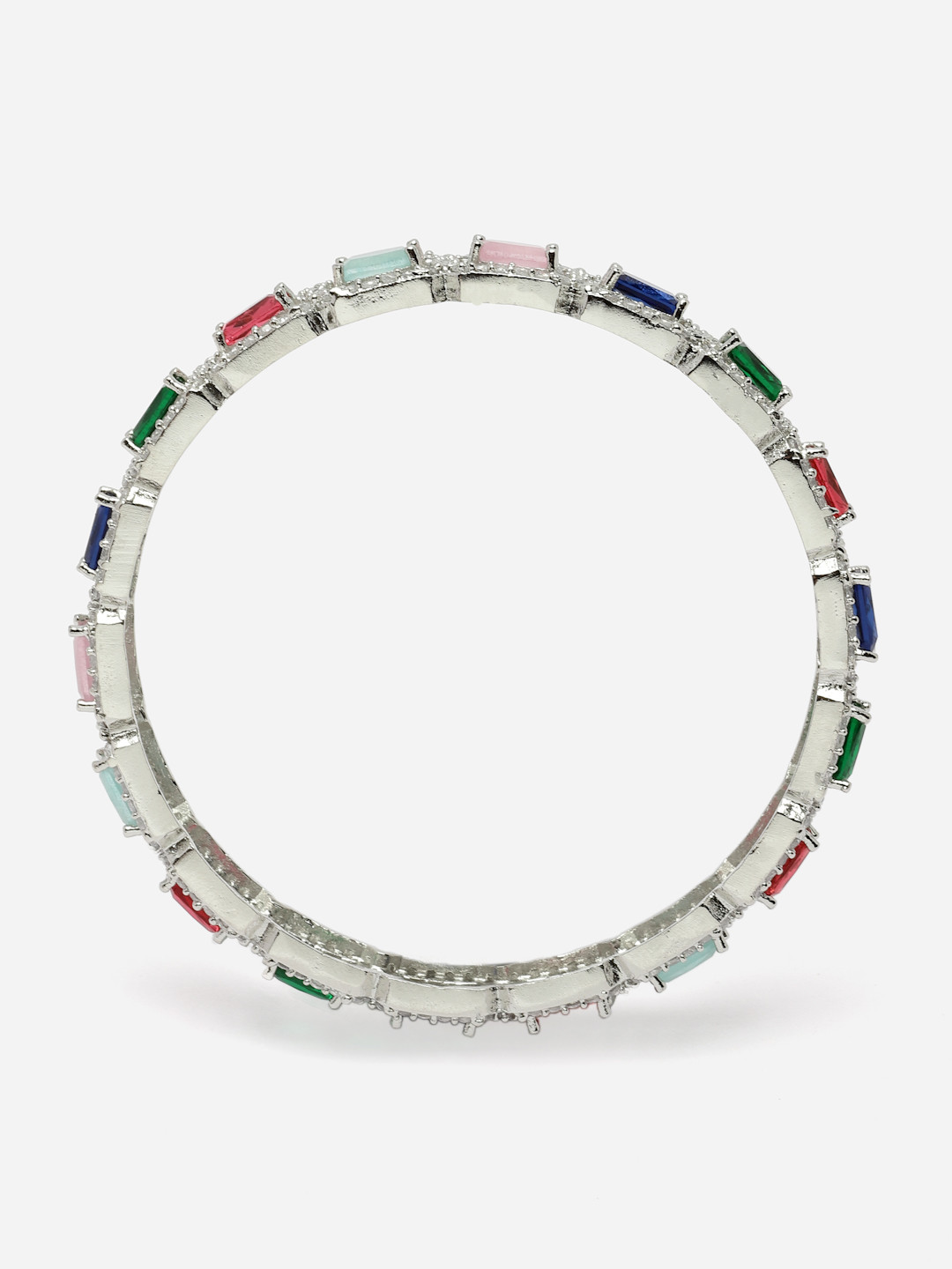 Aazeen Set Of 2 Rhodium-Plated AD-Studded Bangles