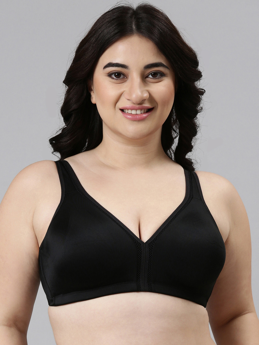 Enamor Non Padded Non-Wired Full Coverage Plunge Neckline  Plush Side Support Everyday Bra