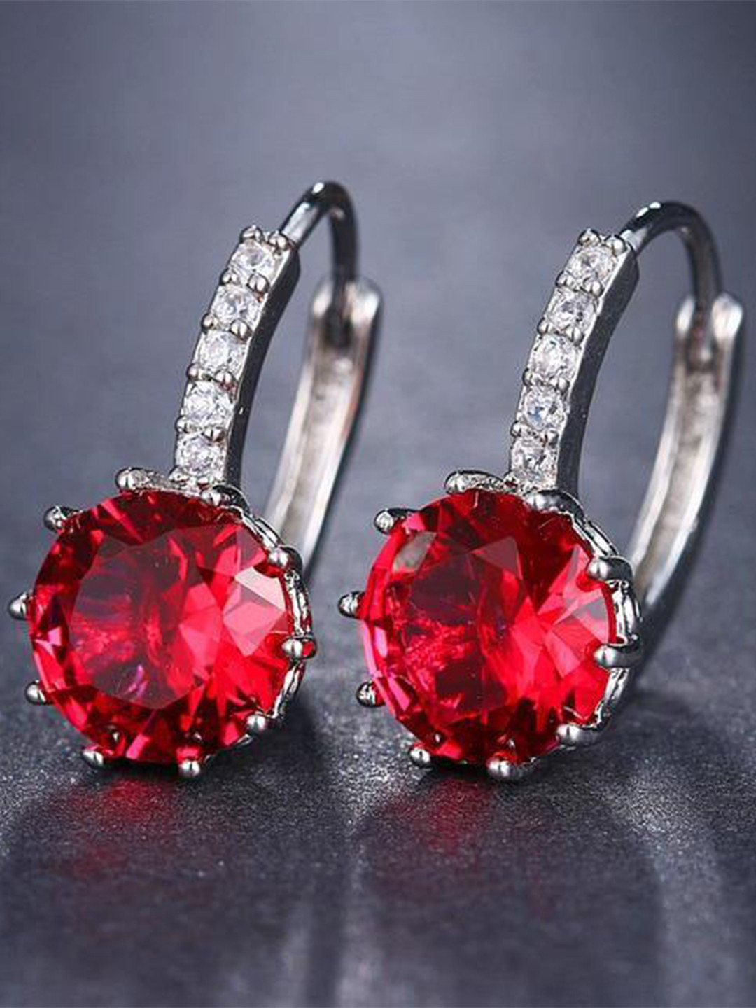 MYKI Red Contemporary Hoop Earrings