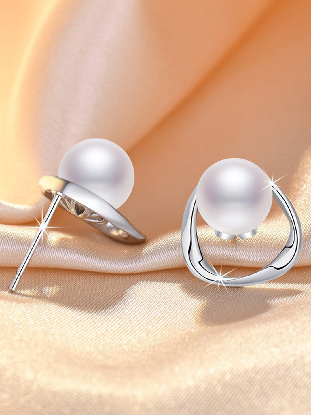 MYKI Silver-Plated Contemporary Studs Earrings