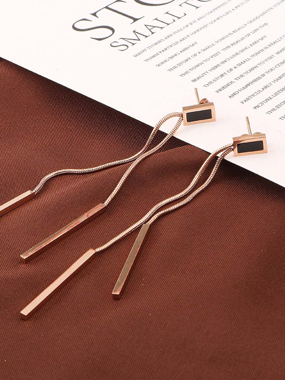 MYKI Rose Gold-Plated Contemporary Drop Earrings