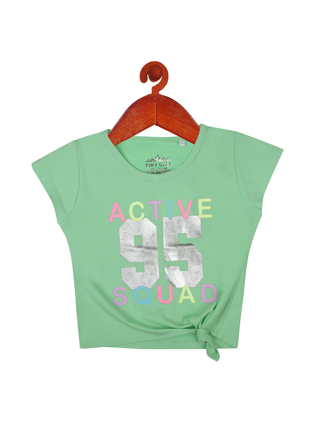 Tiny Girl Typography Print Cap Sleeves Top