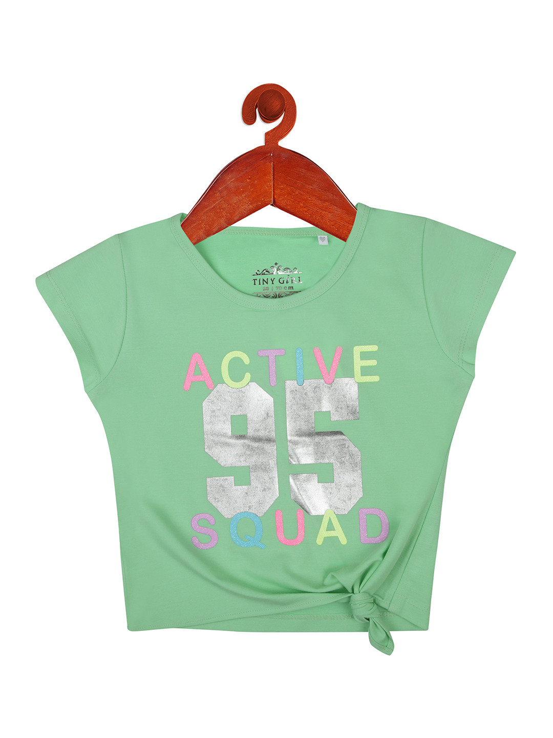 Tiny Girl Typography Print Cap Sleeves Top