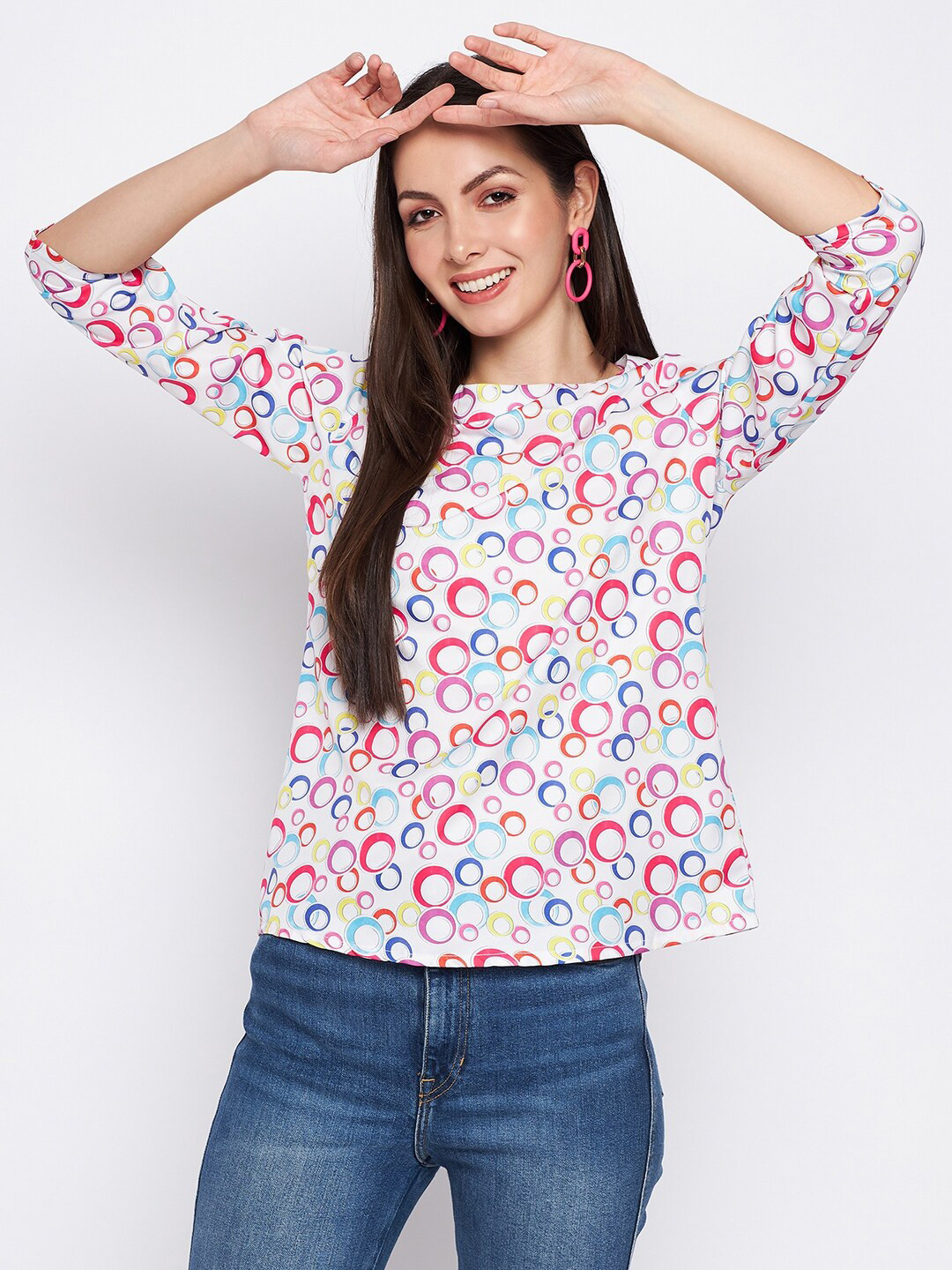 BRINNS Goemetric Printed Round Neck Top