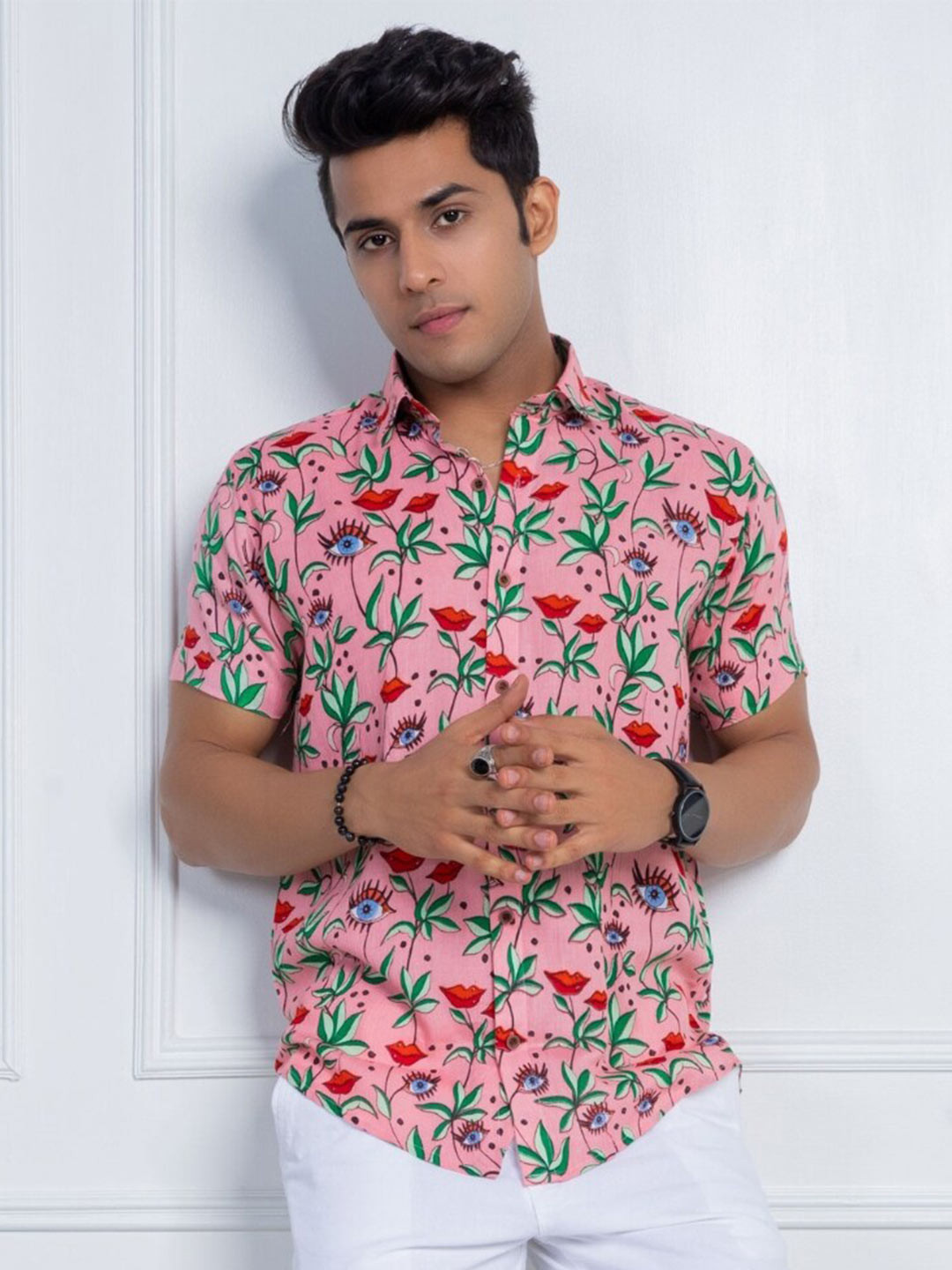 Firangi Yarn Classic Conversational Printed Casual Linen Shirt
