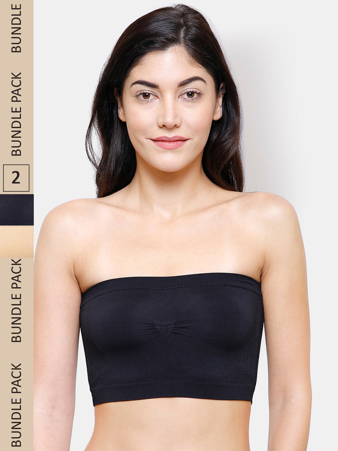 NOIRA Pack Of 2 Half Coverage Lightly Padded All Day Comfort Cotton Bandeau Bra