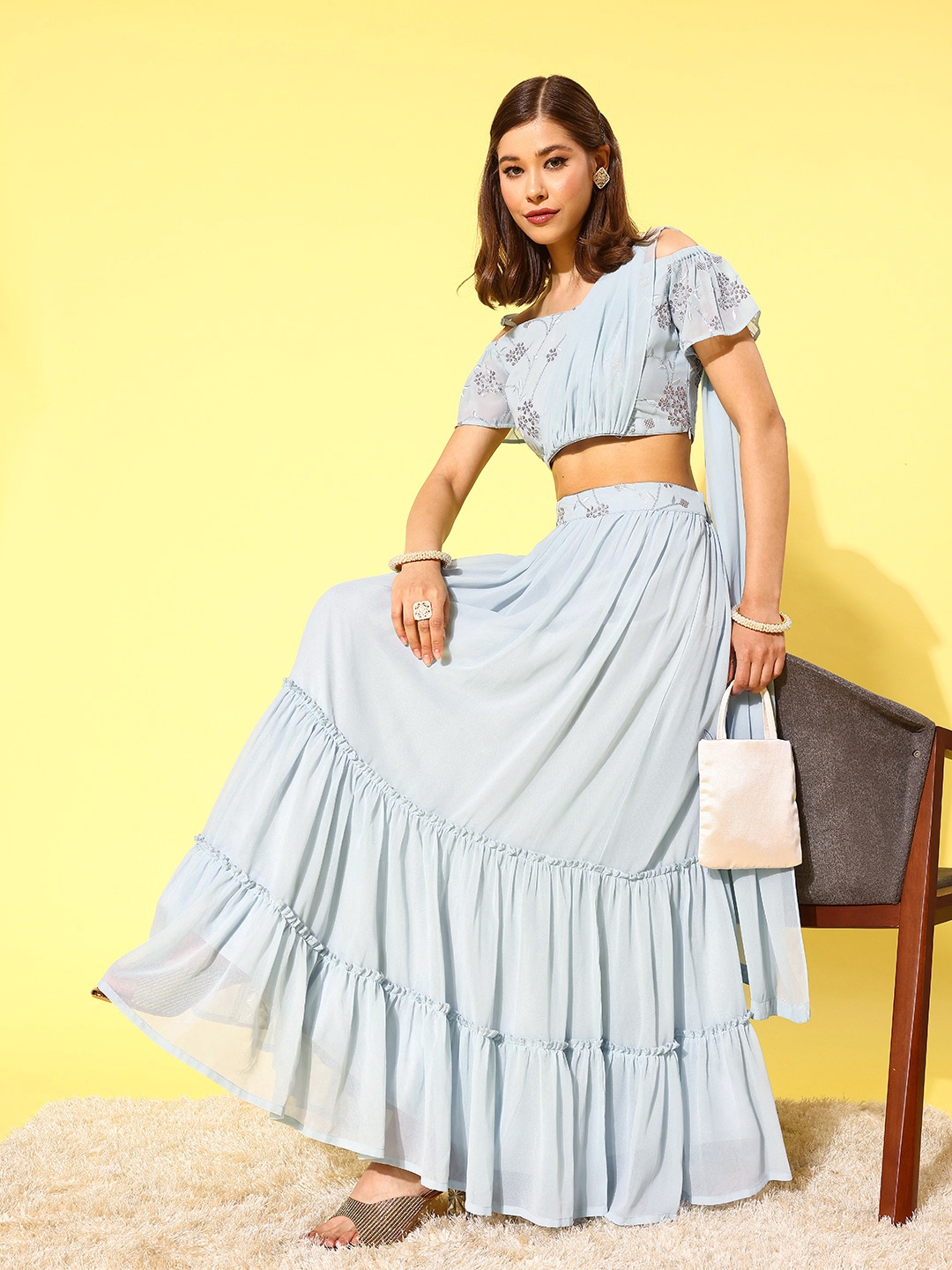 Libas Embroidered Sequinned Ready To Wear Lehenga & Blouse With Dupatta - Lehenga Choli for Women 22959242 | Myntra