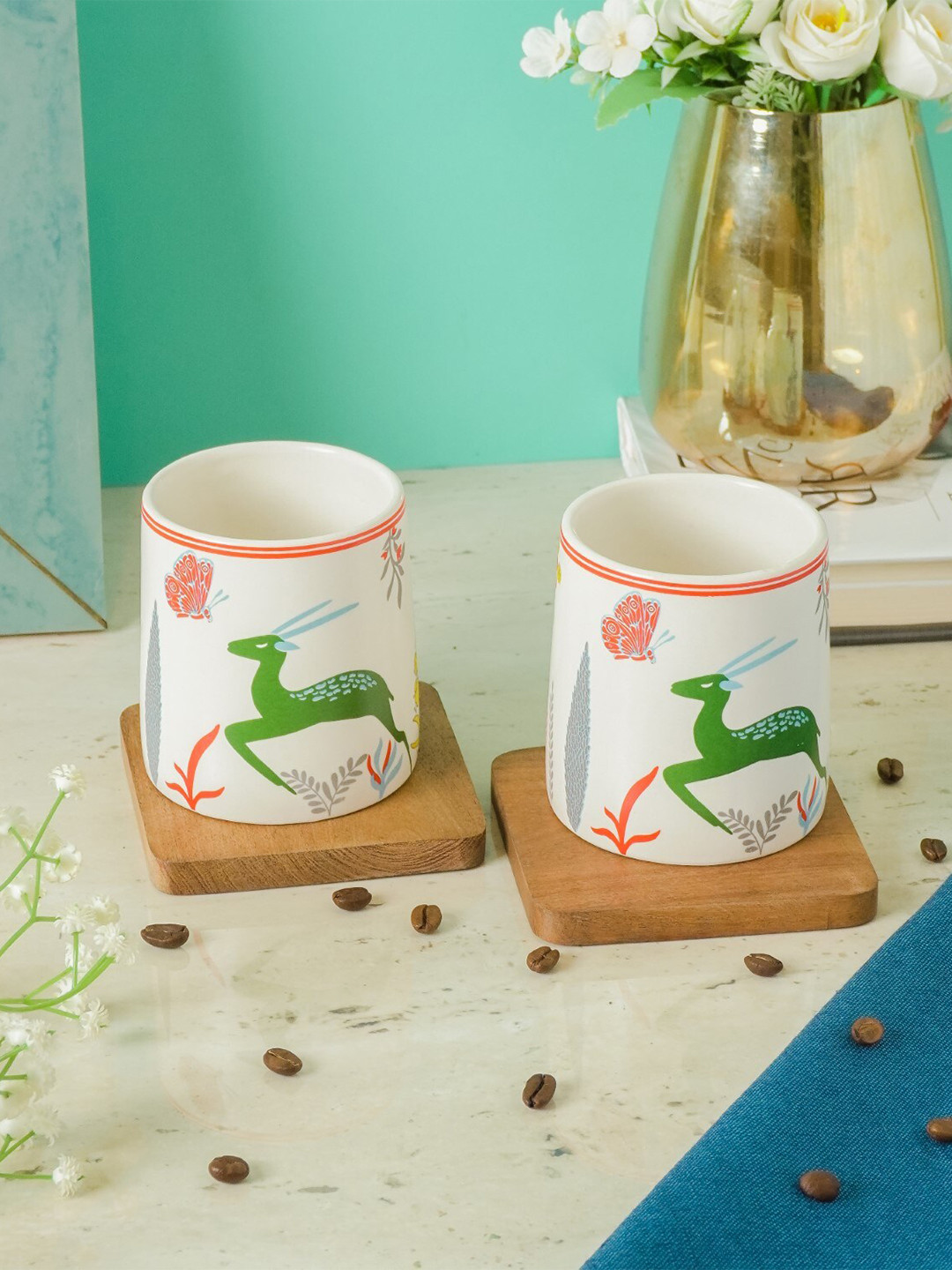 The Decor Mart You are Be My Valentine White Animal Print Ceramic Handmade 2 Piece Mugs-330ml