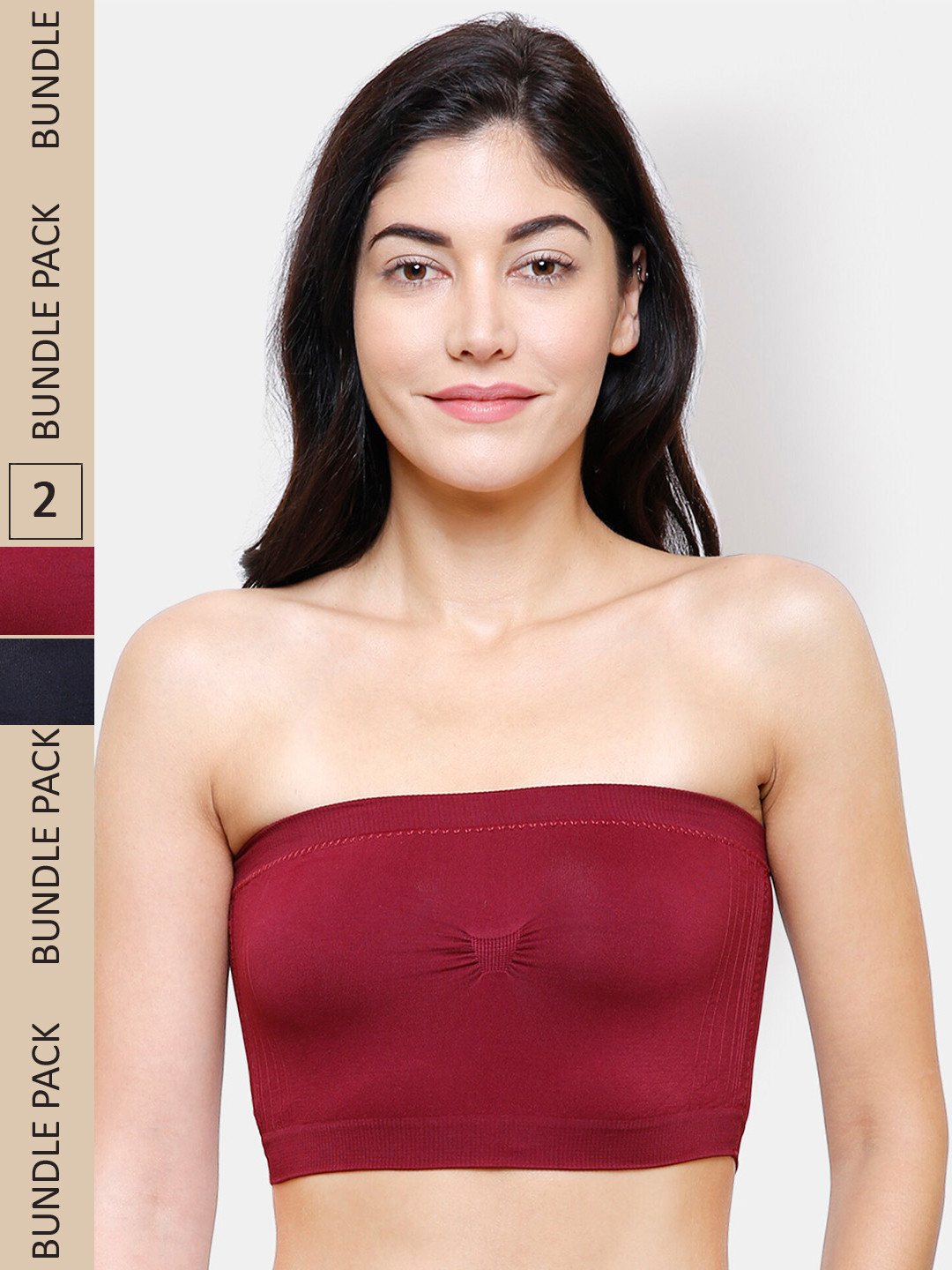 NOIRA Pack of 2 Half Coverage Lightly Padded All Day Comfort Cotton Bandeau Bra