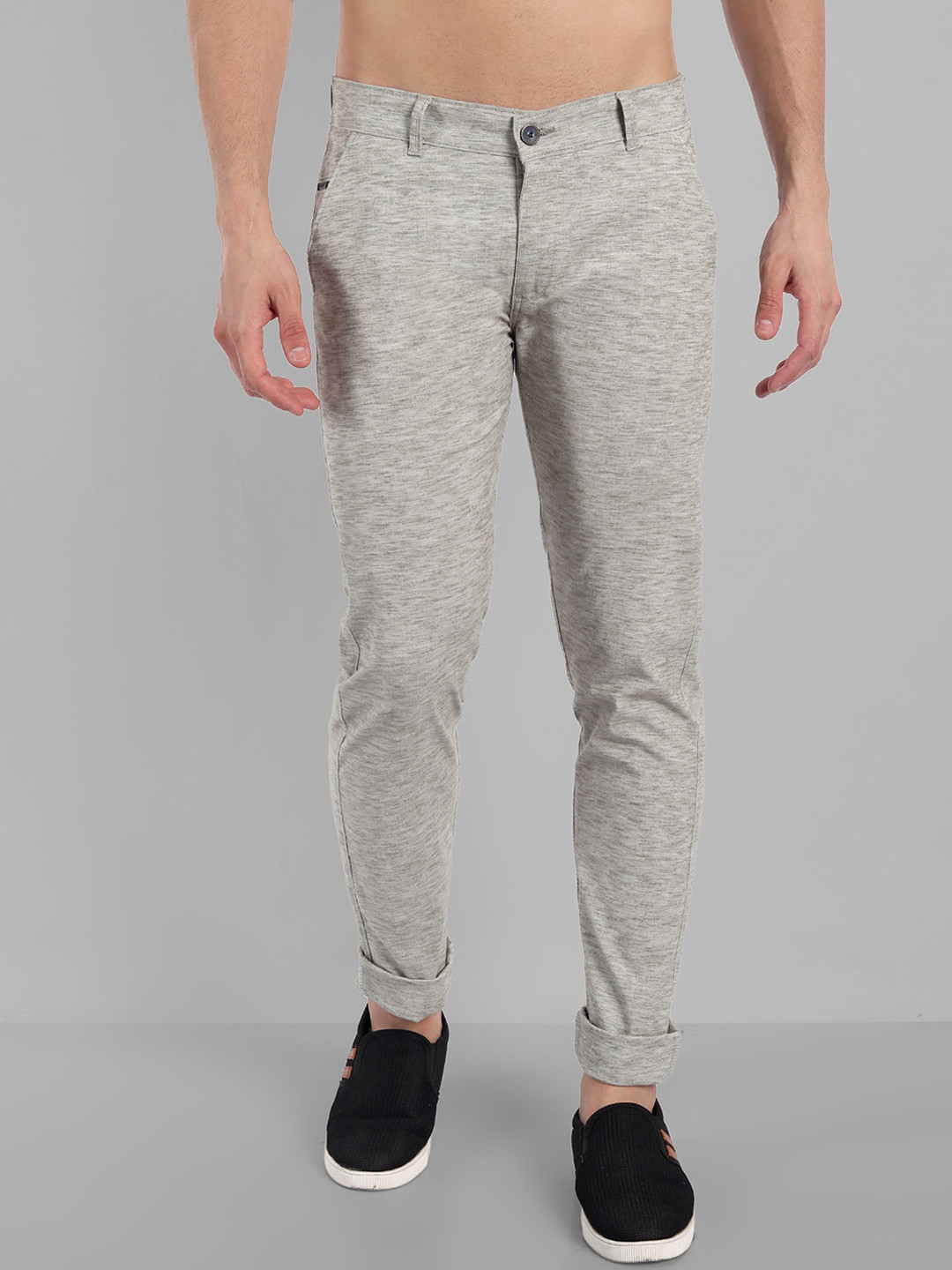 Majestic Man Smart Self Designed Mid Rise Slim Fit Trousers