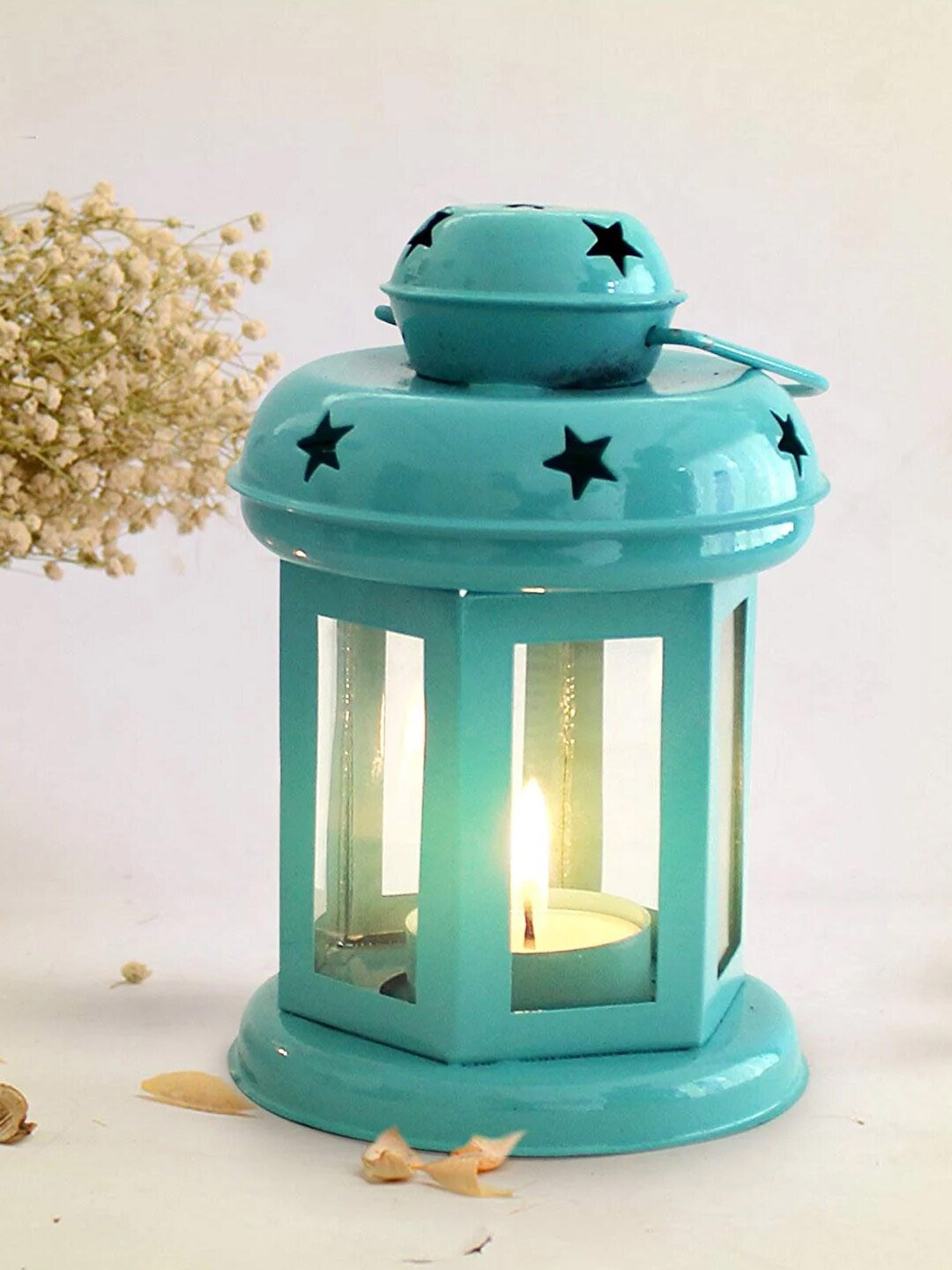 TIED RIBBONS Turquoise Blue Lantern Tealight Candle Holders