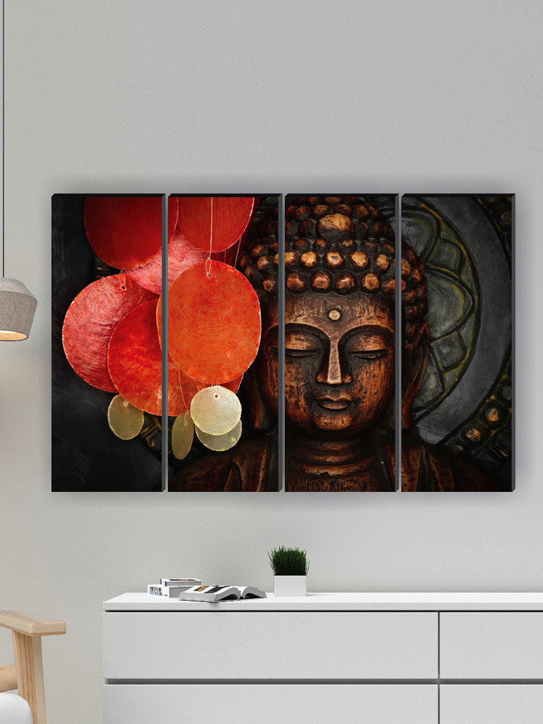 SAF Wood 4 Piece Wall Rectangle Paintings Wall Art - 18 x 24 In