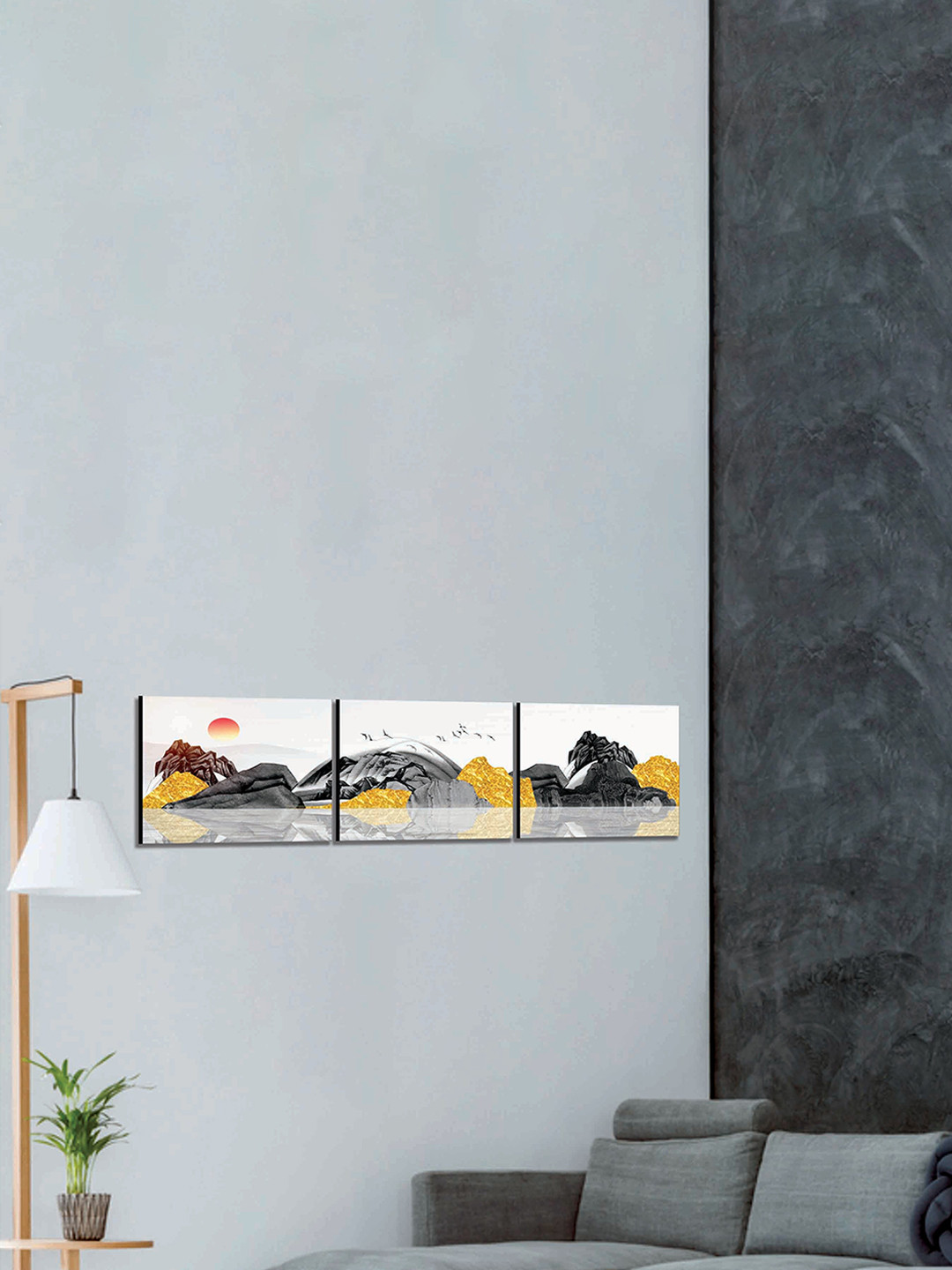 SAF Modern Art Wood 3 Piece Wall Square Paintings Wall Art -9 x 12In