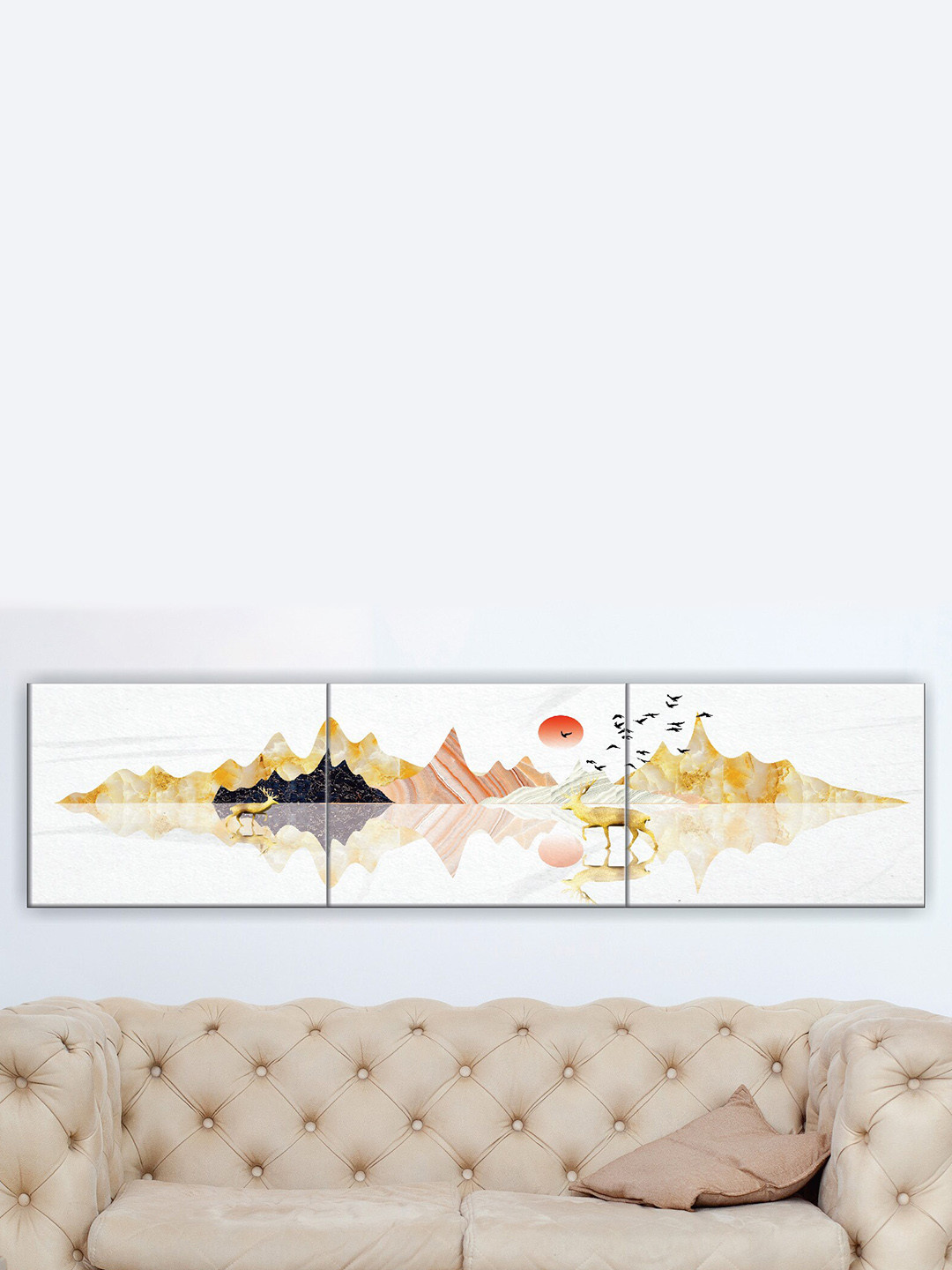 SAF modern art Wood 3 Piece Wall Rectangle Paintings Wall Art - 9 x 12In