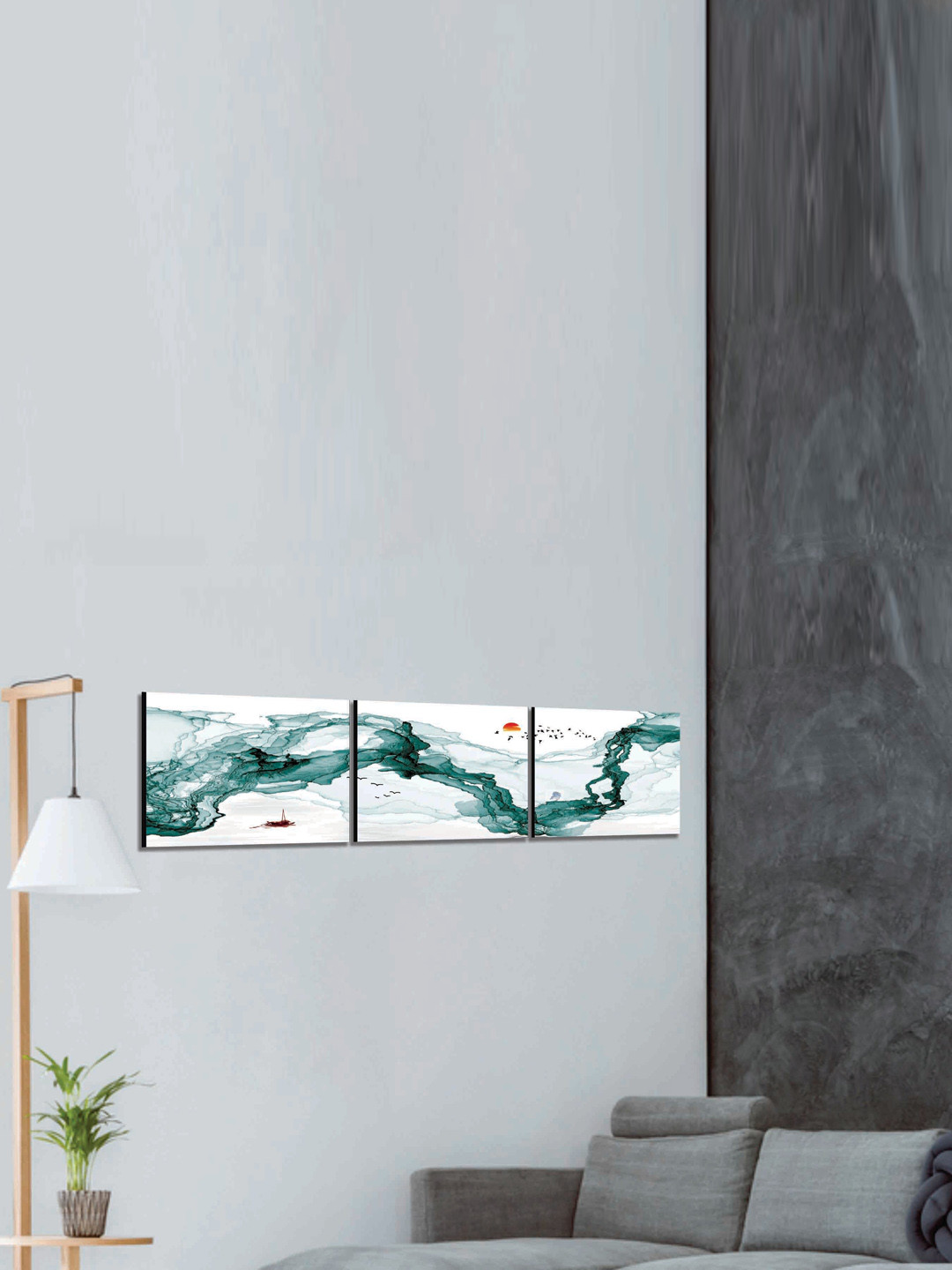 SAF Modern Art Canvas 3 Piece Wall Rectangle Paintings Wall Art -12 x 9 In