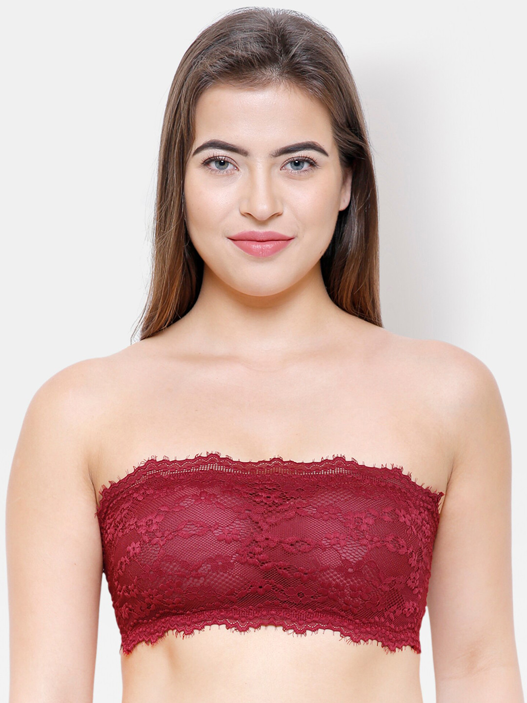 NOIRA Lace Half Coverage Lightly Padded All Day Comfort Bandeau Bra