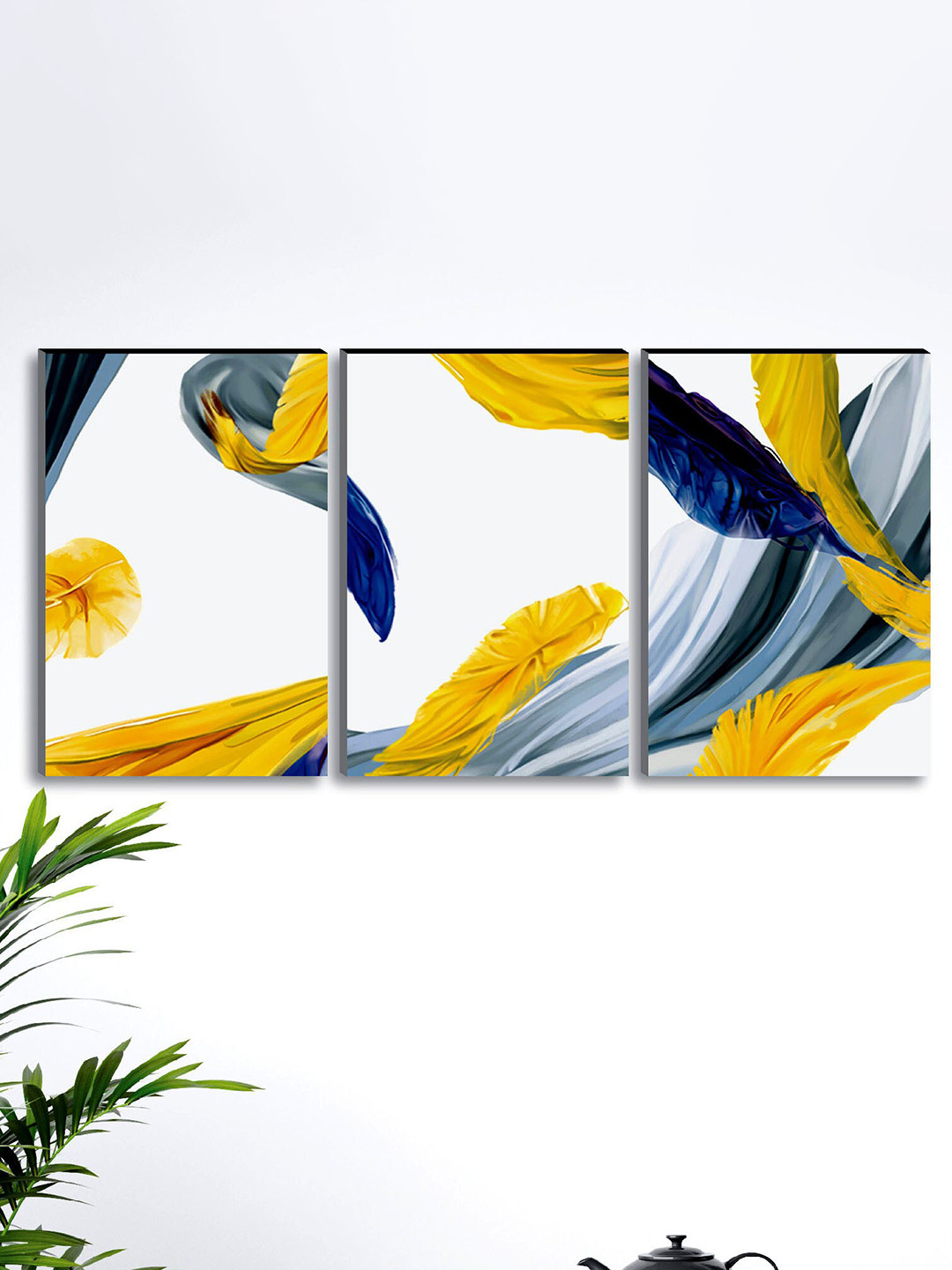 SAF MDF 3 Piece Wall Rectangle Paintings Wall Art -18 x 6 In